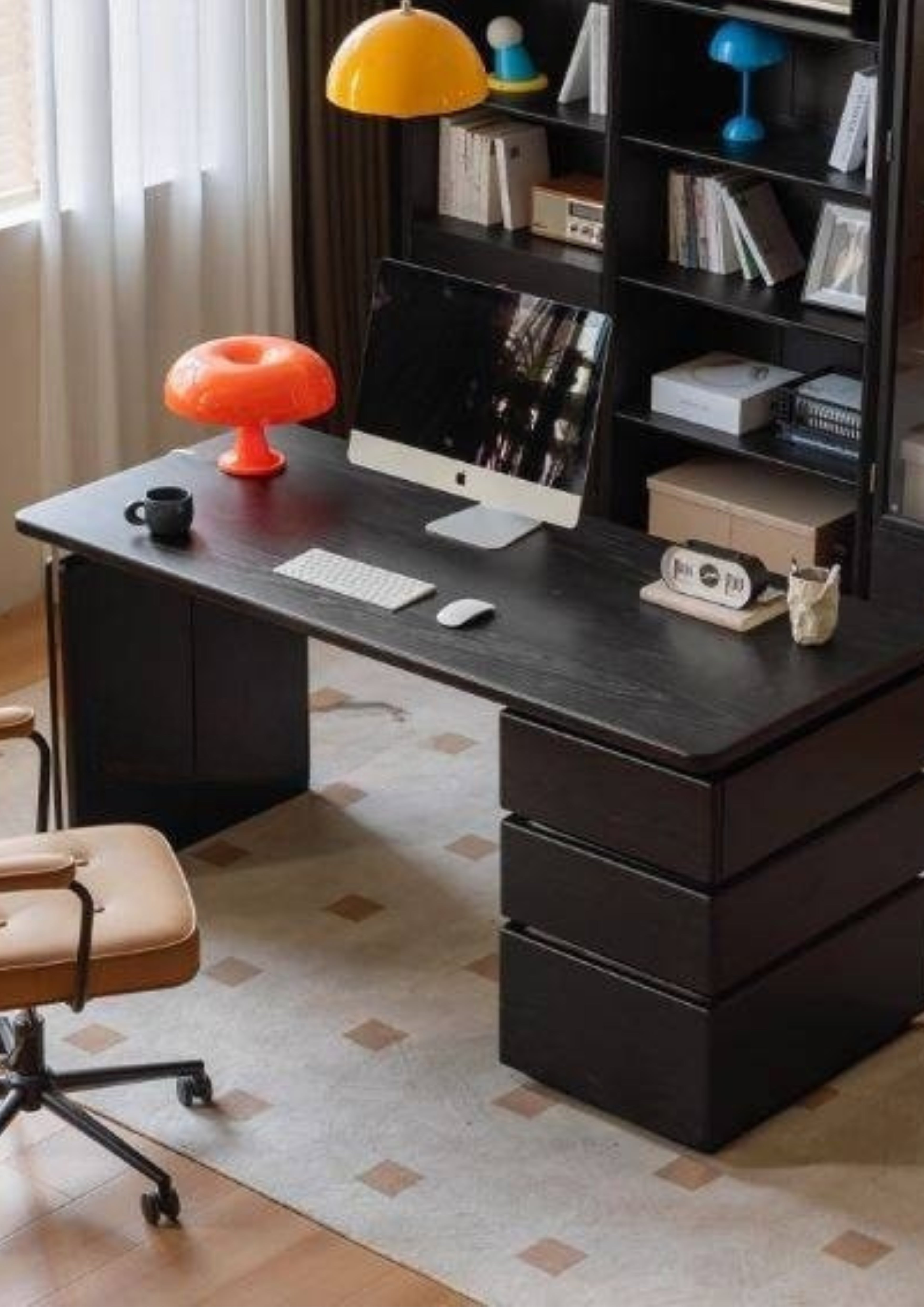 Oak Solid Wood Bauhaus Style Computer Desk