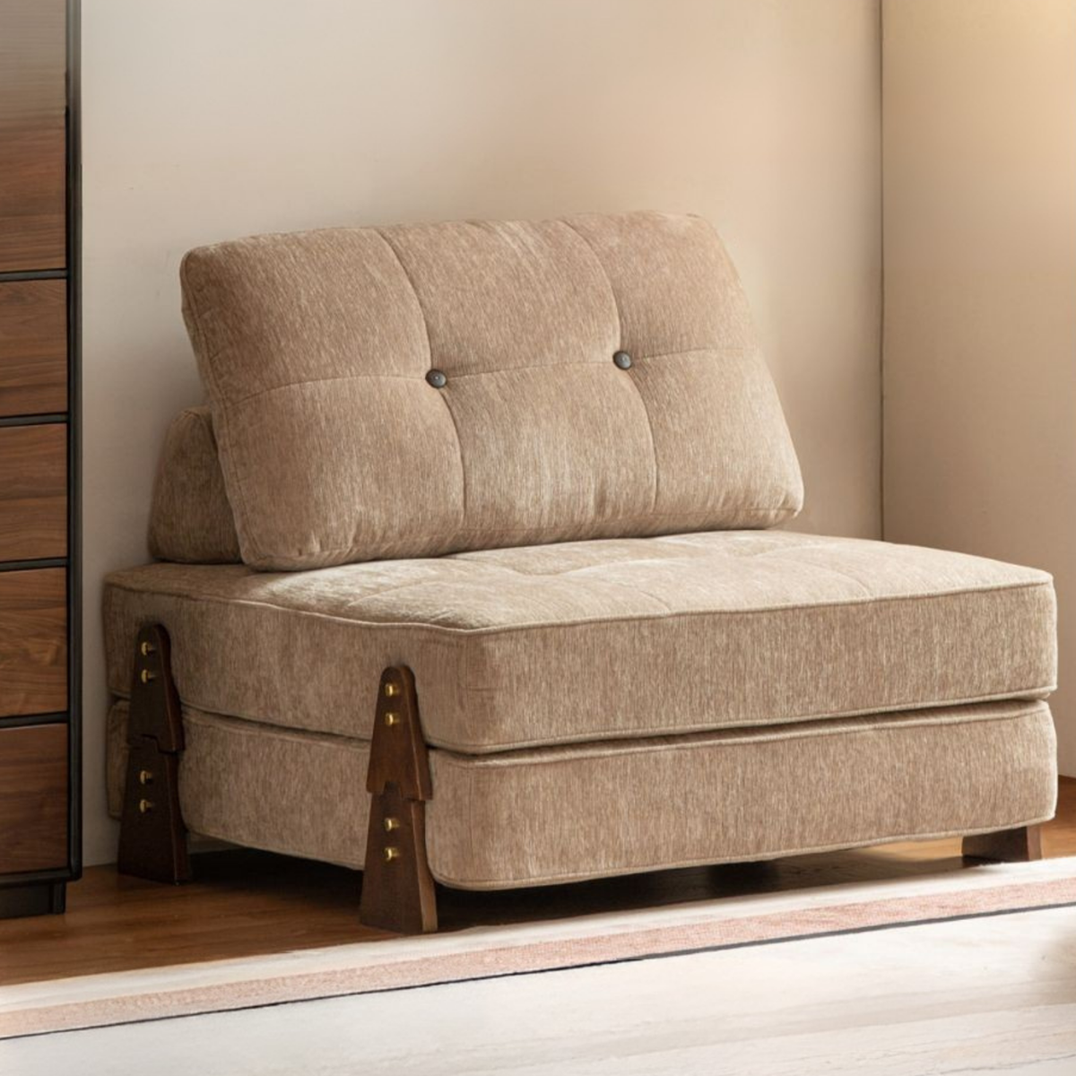 4-in-1 Convertible Ottoman Sofa Bed with Tufted Cushion