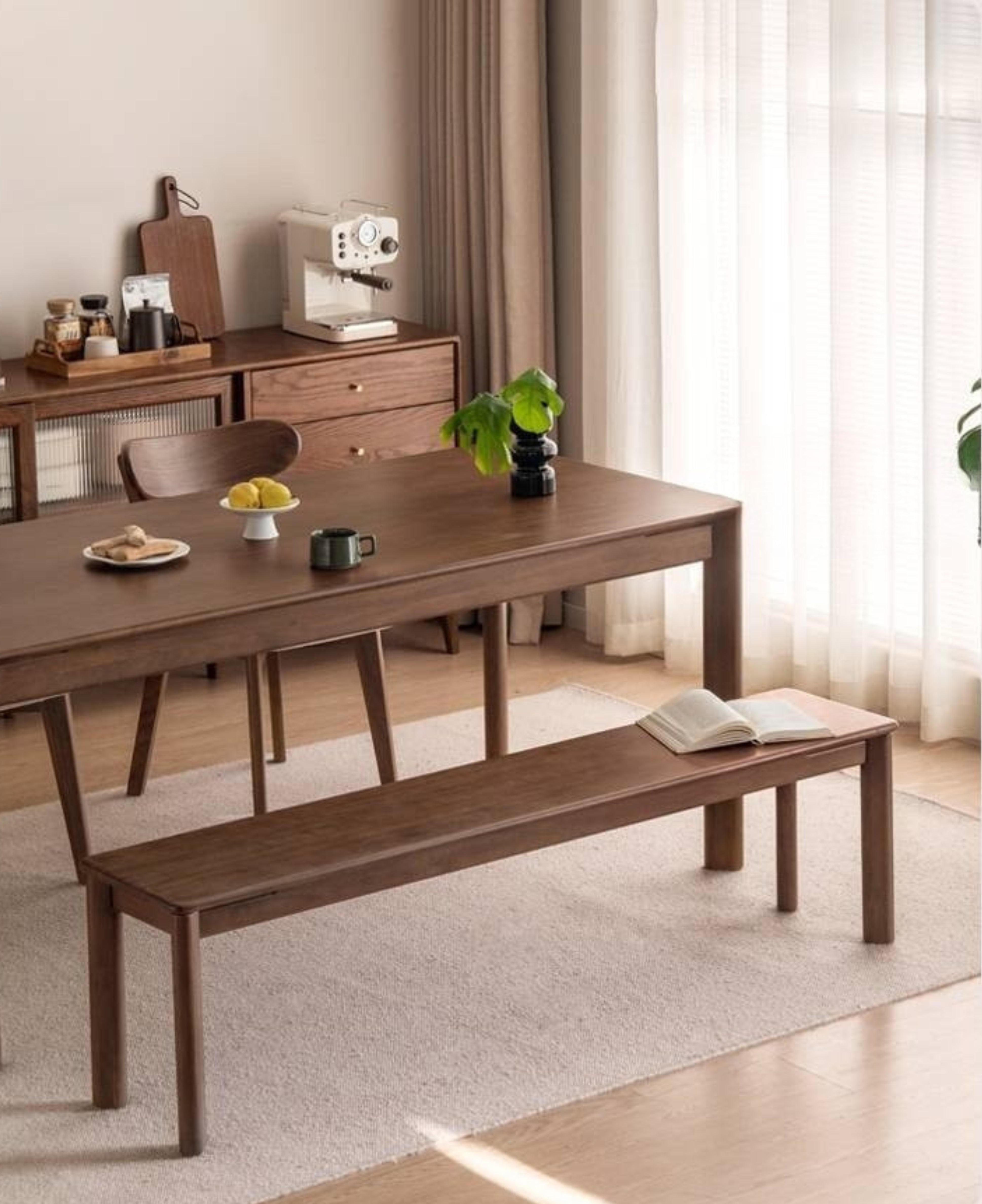 Black Walnut, Oak, Ash Solid Wood Long Bench