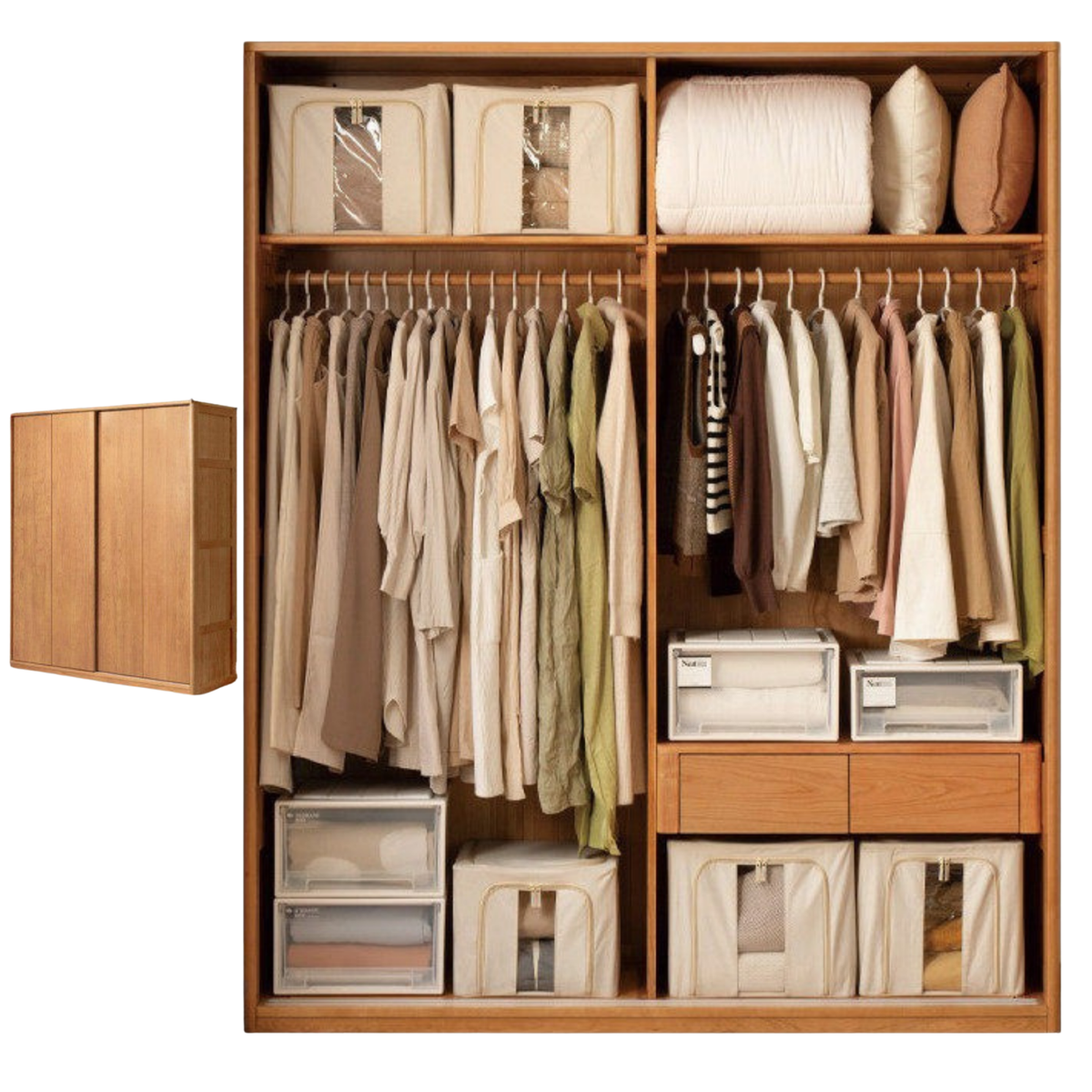 Cherry Wood Sliding Door Wardrobe