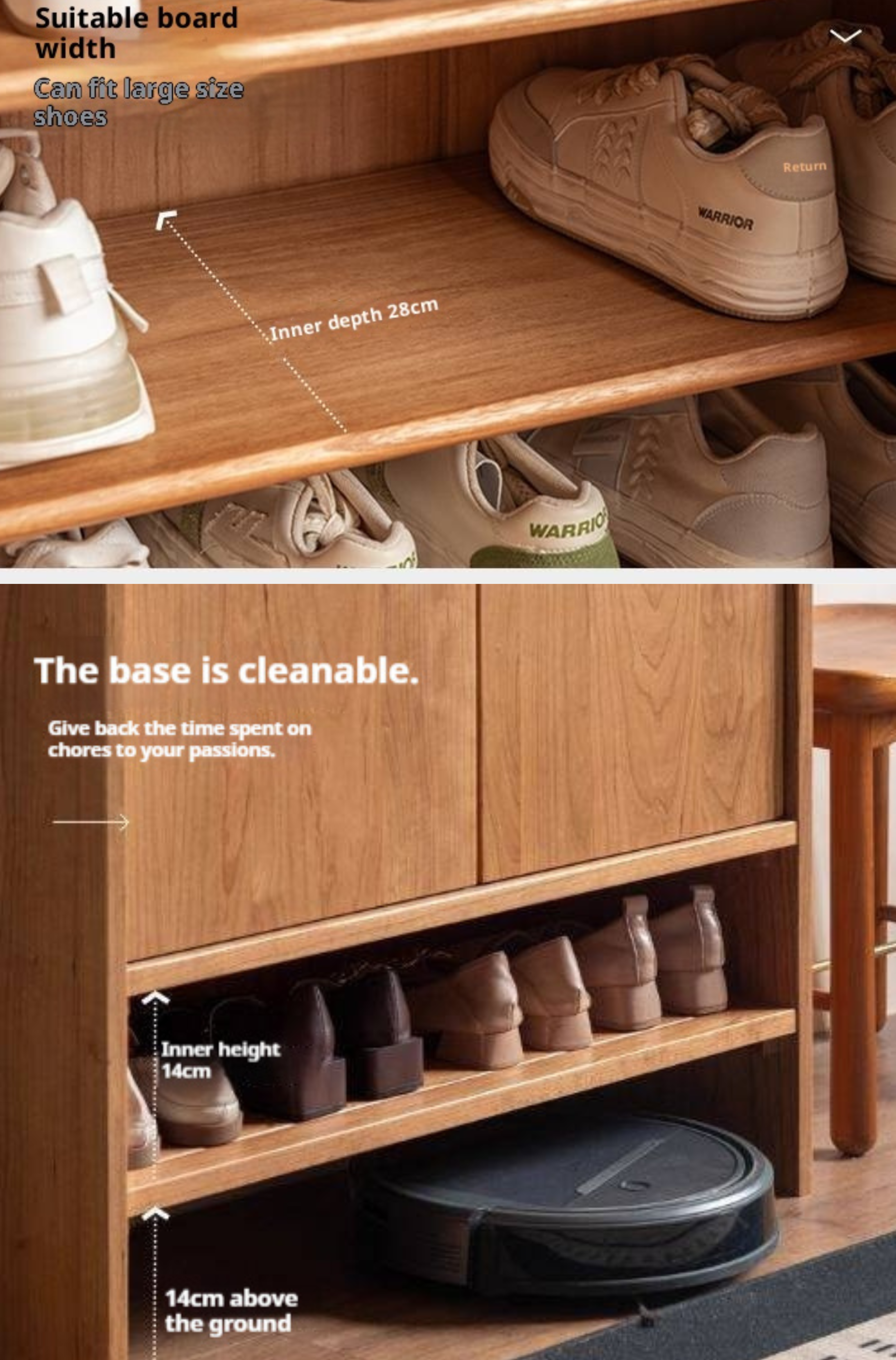 Cherry Solid Wood Modern Shoe Cabinet