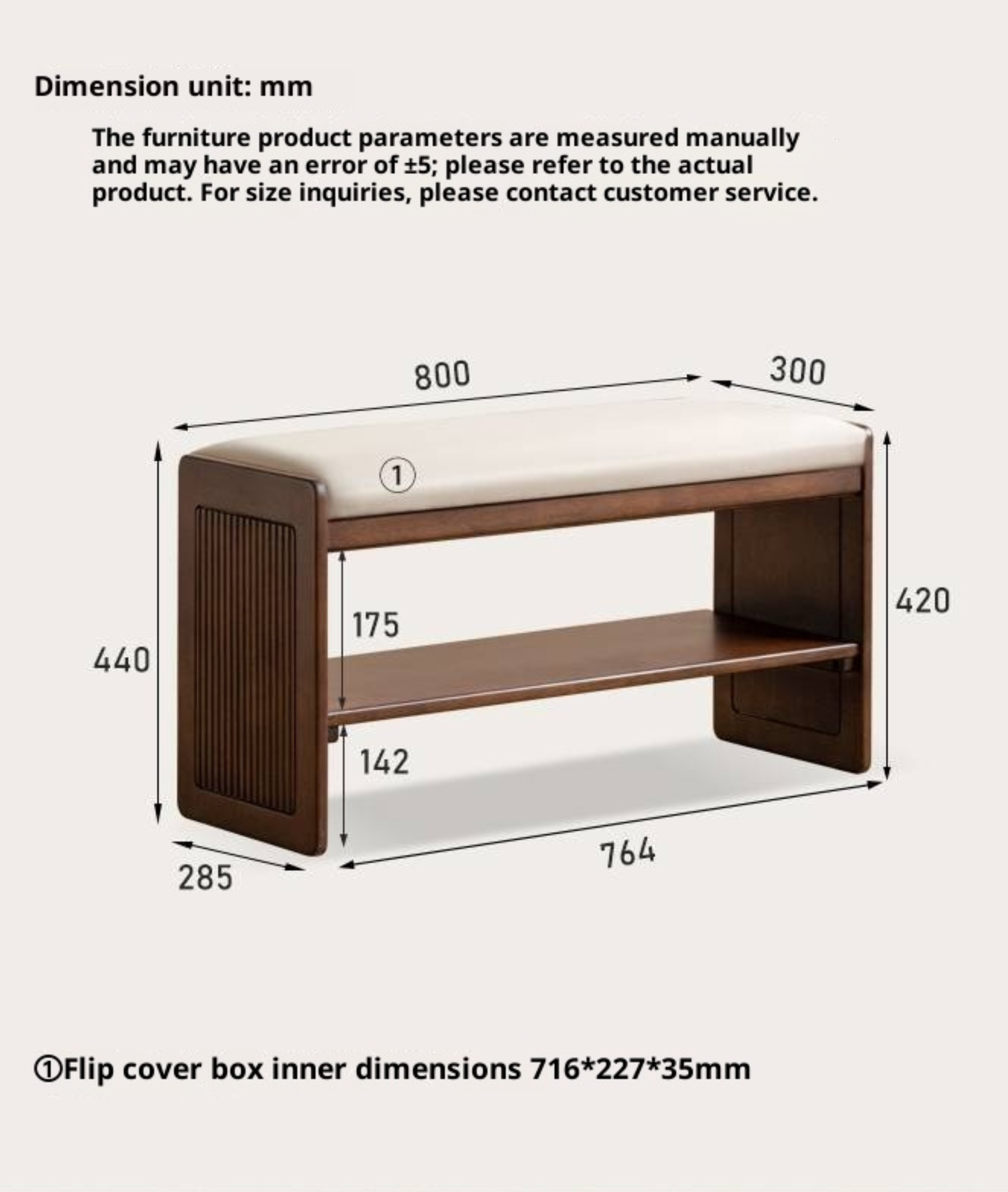 Solid Rubberwood Entryway Shoe Stool with Flip Top