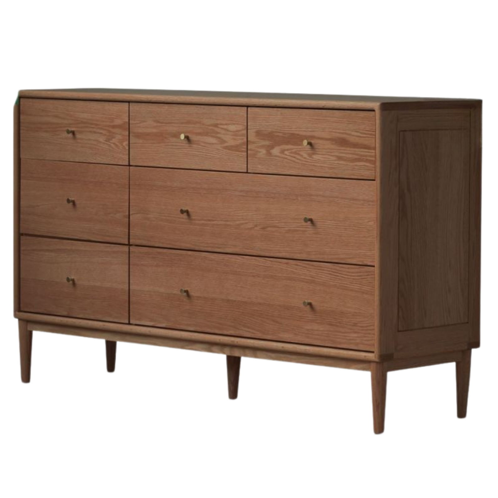 Oak, Solid Rubberwood Modern Minimalist Chest of Drawers
