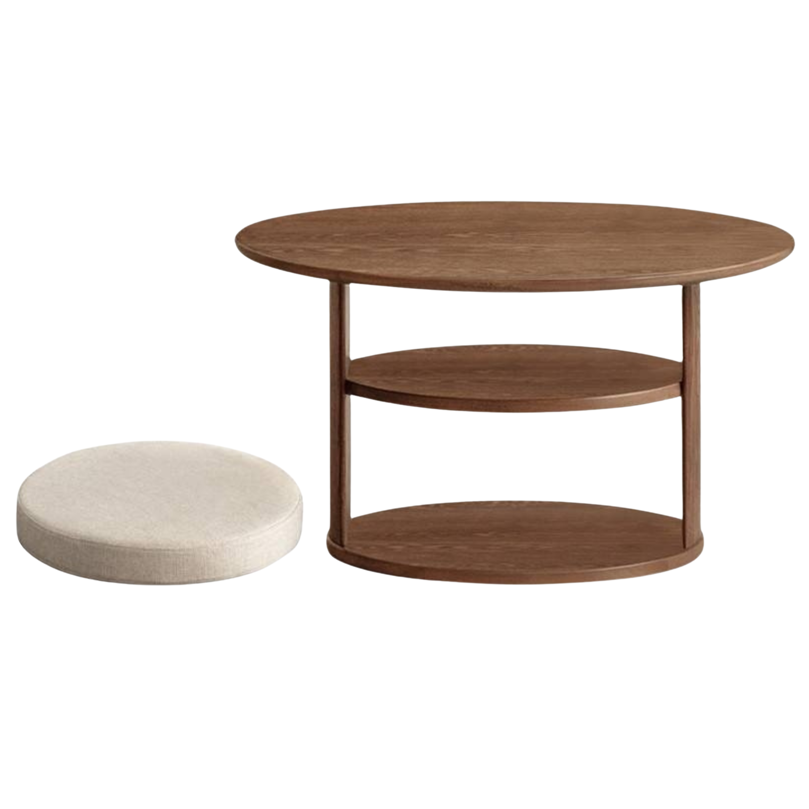 Ash Solid Wood Dual Use Round Coffee Table