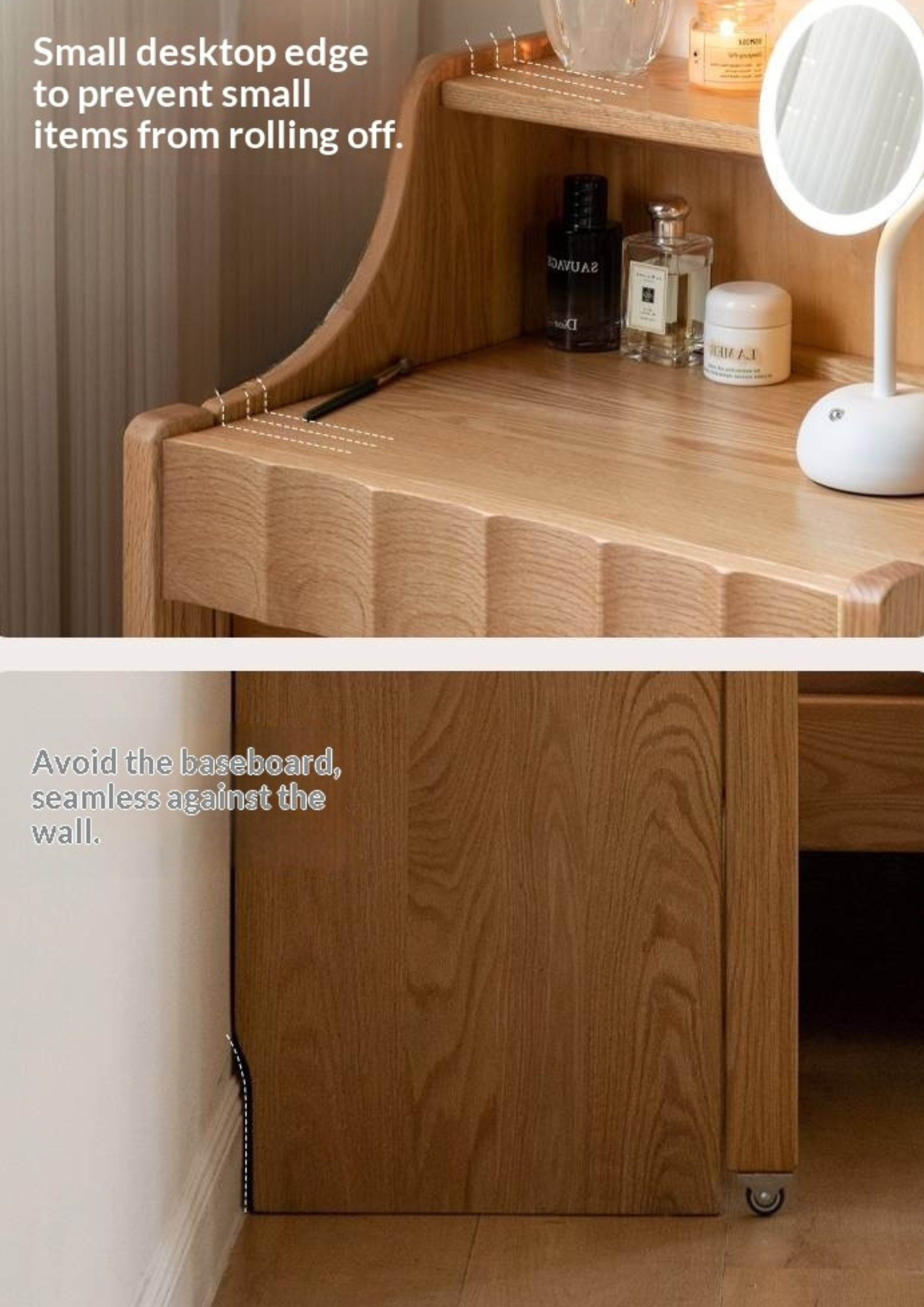 Oak Solid Wood Telescopic Vanity Table