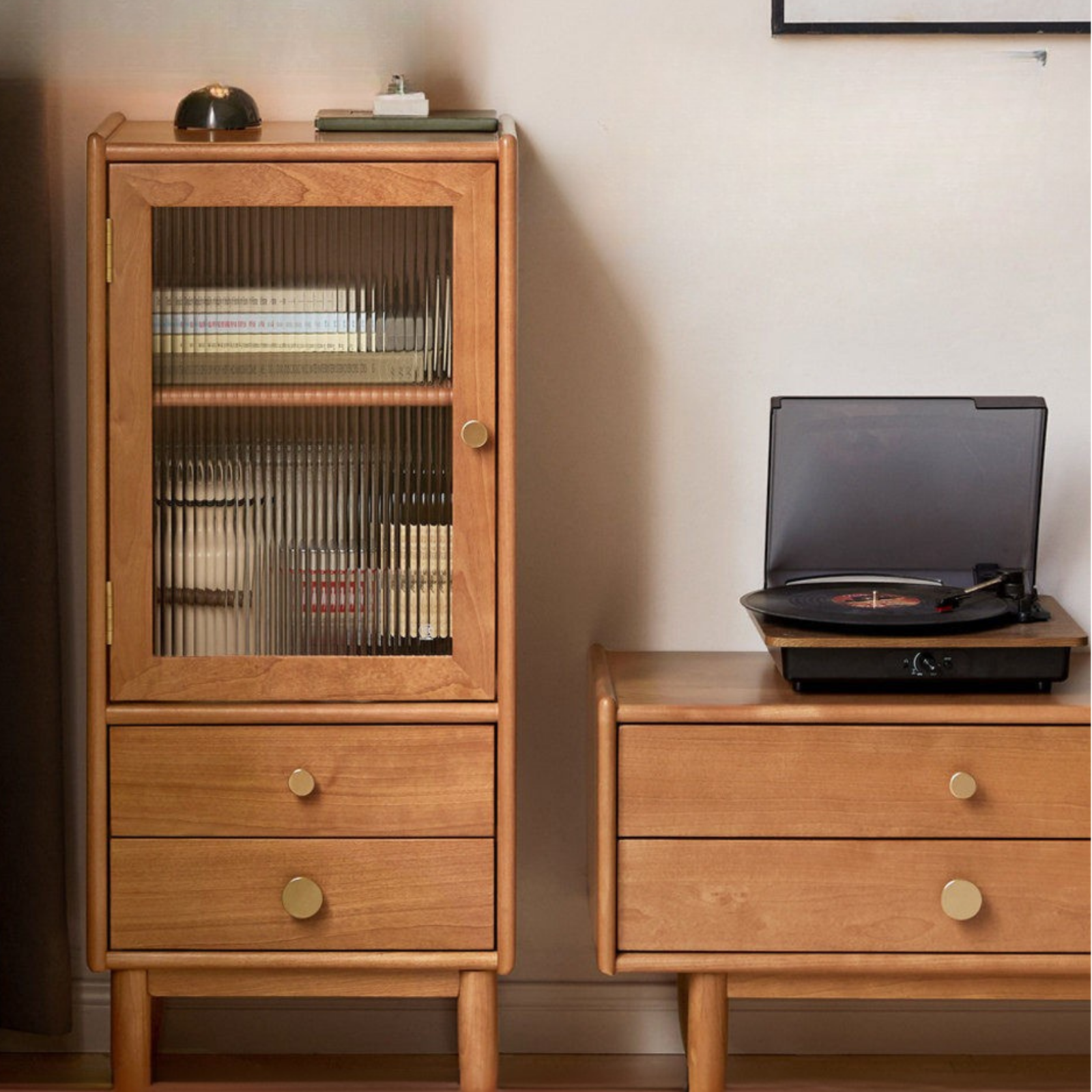 Cherry, Birch Solid Wood Japanese Retro Side Cabinet