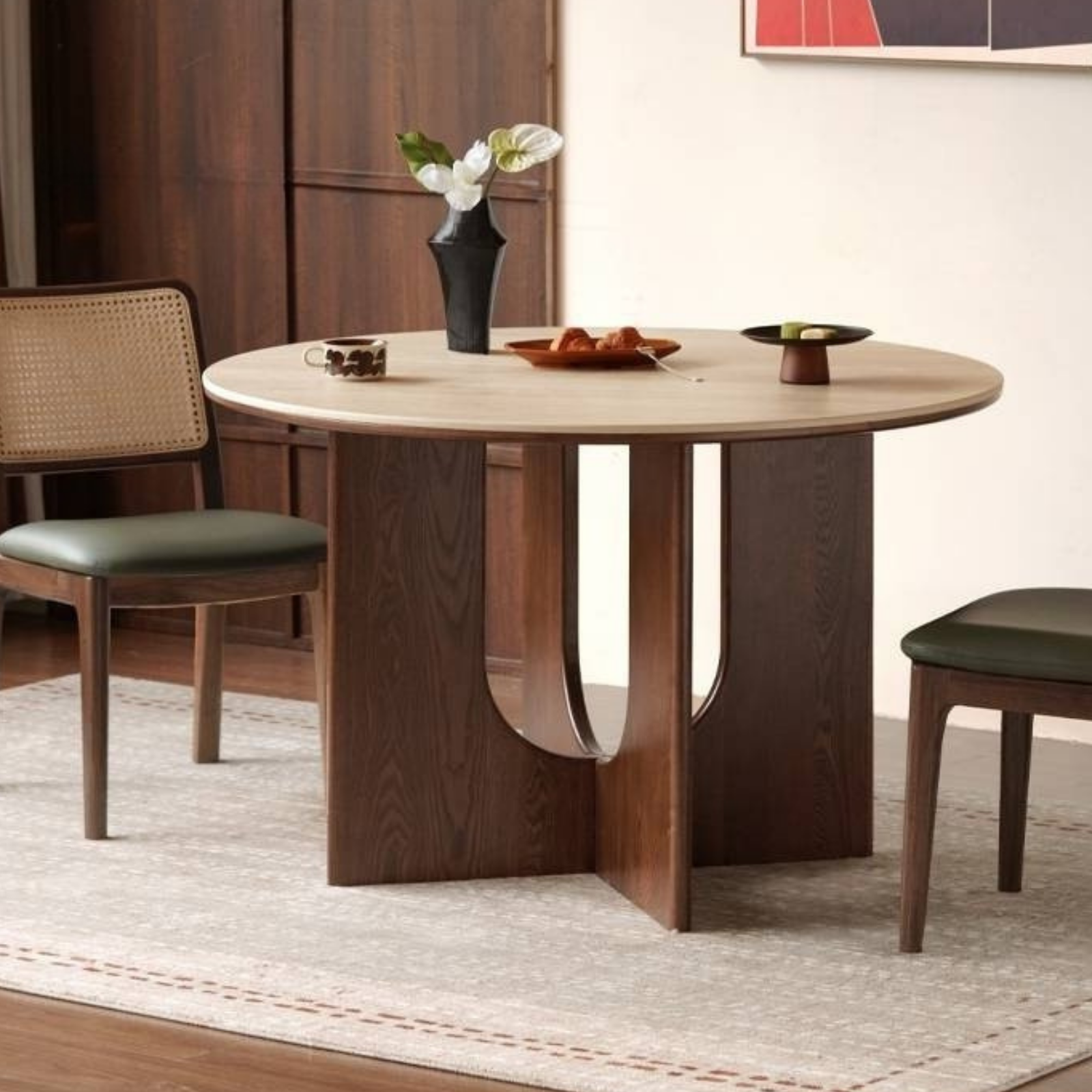 Ash Solid Wood Vintage Style Dining Table