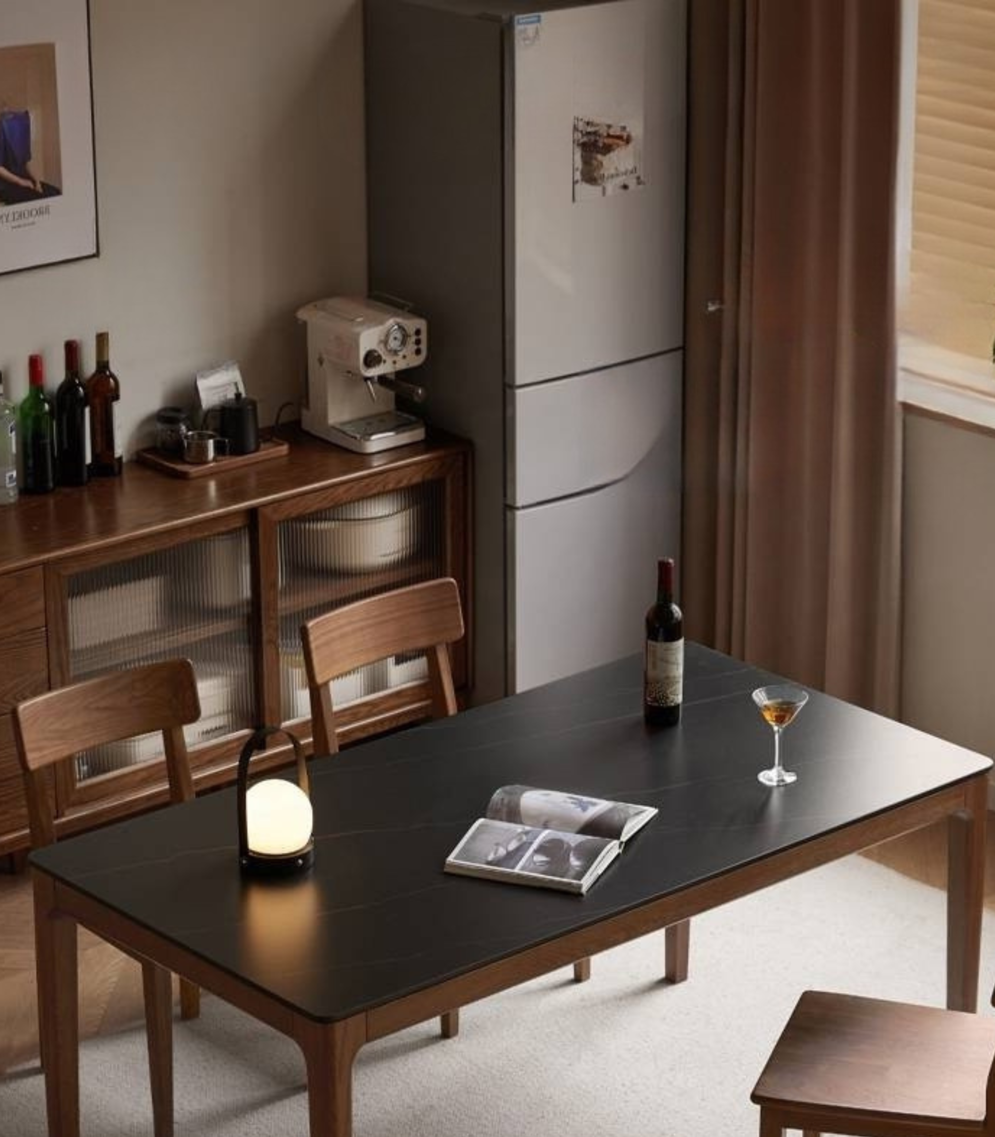 Oak Solid Wood Modern Minimalist Rock Plate Dining Table