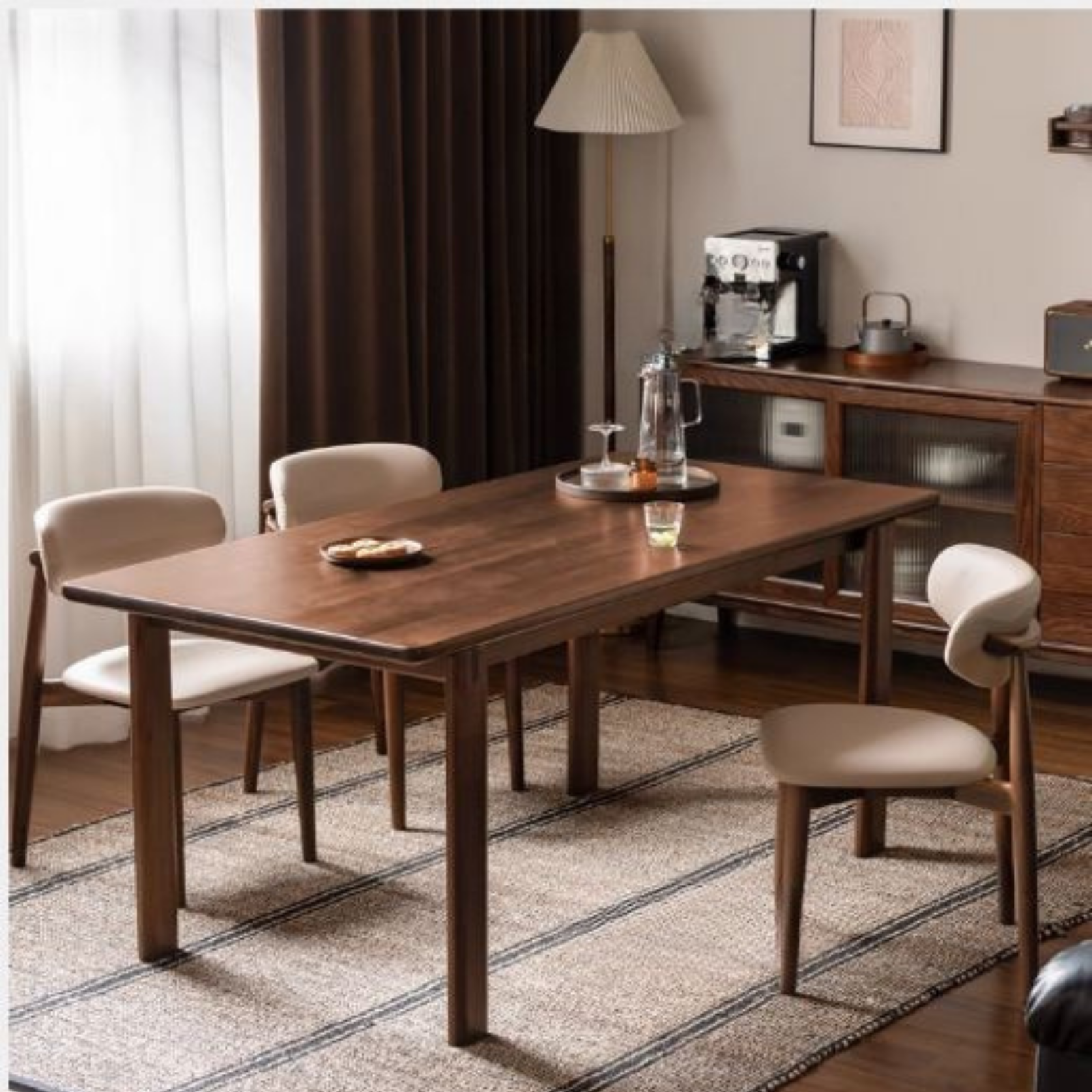 Black Walnut, Oak Solid Wood Large Board Dining Table