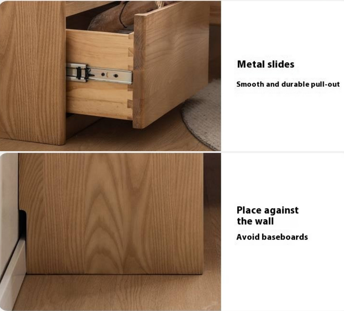 Ash Solid Wood Modern Nightstand