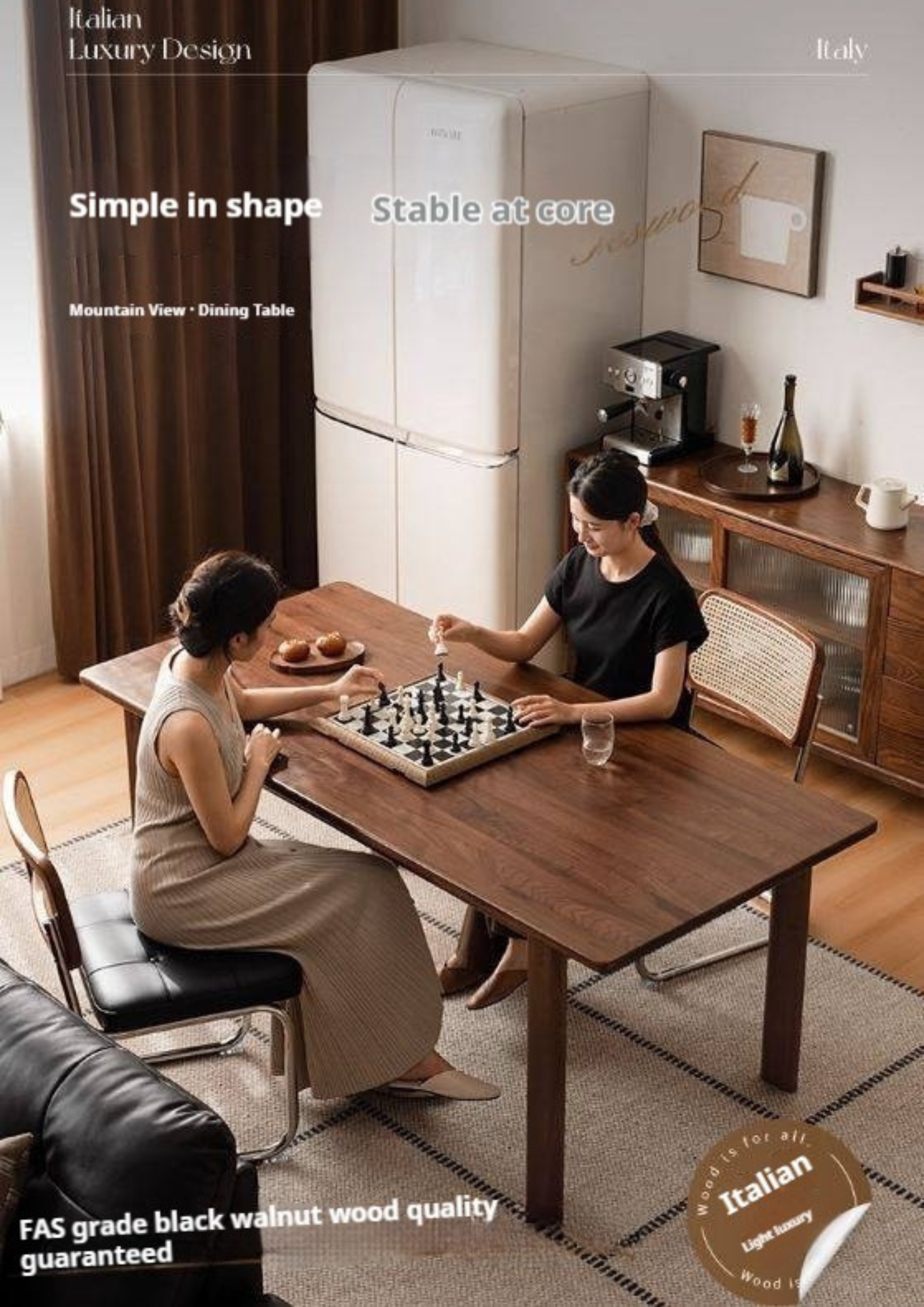 Black Walnut, Oak Solid Wood Large Board Dining Table