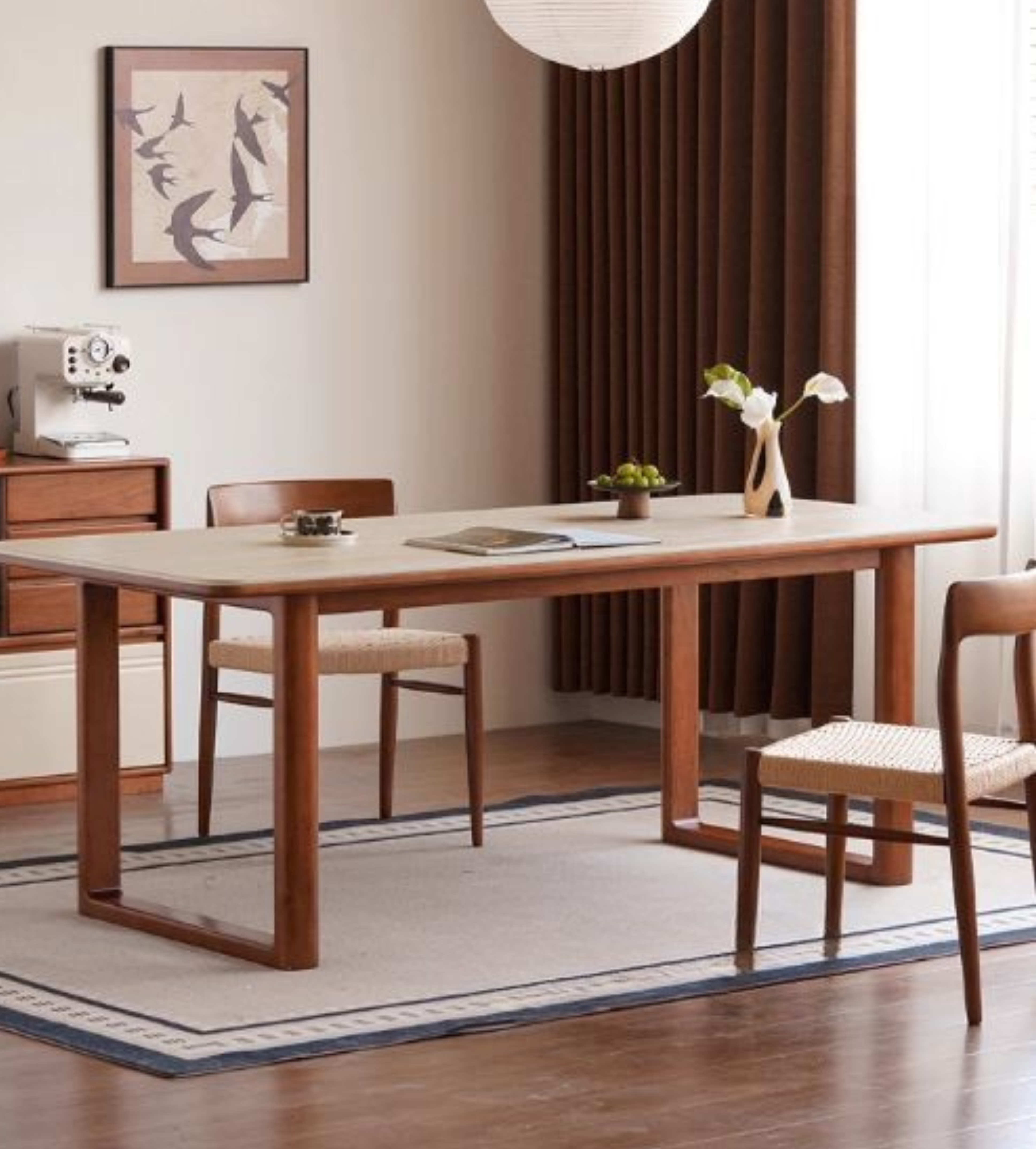 Tulipwood Solid Wood Antique Style Rock Board Dining Table