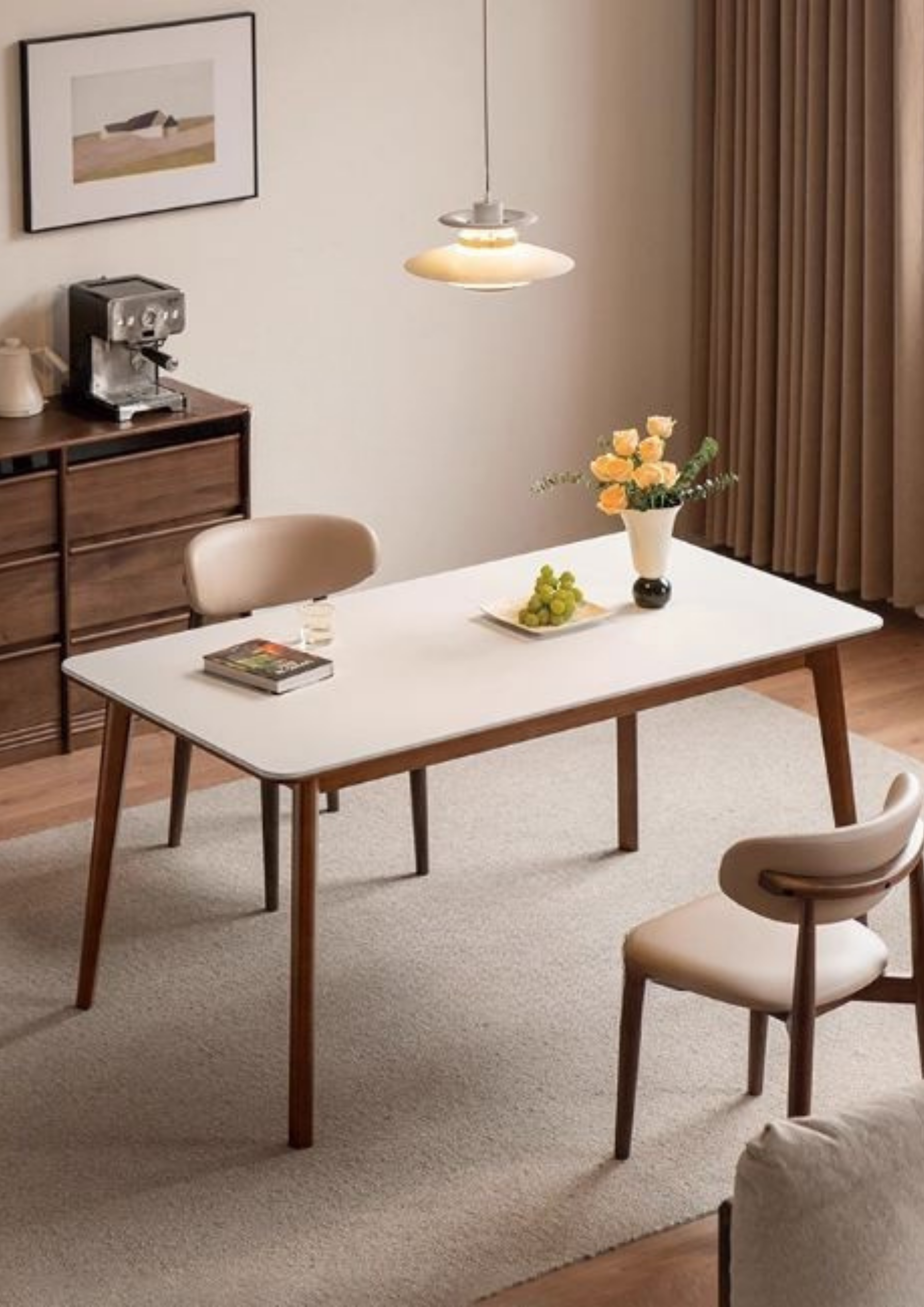 Beech Solid Wood Rock Board Dining Table