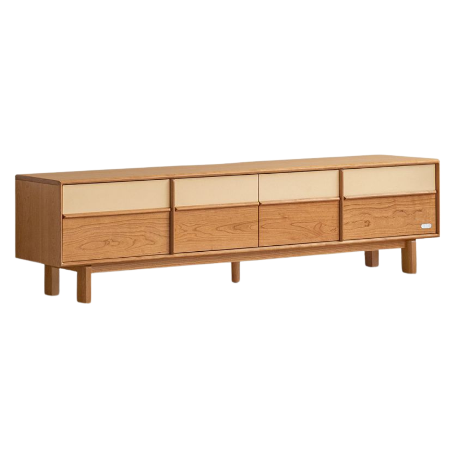 Cherry Solid Wood Two-Tone TV Console with Tapered Legs