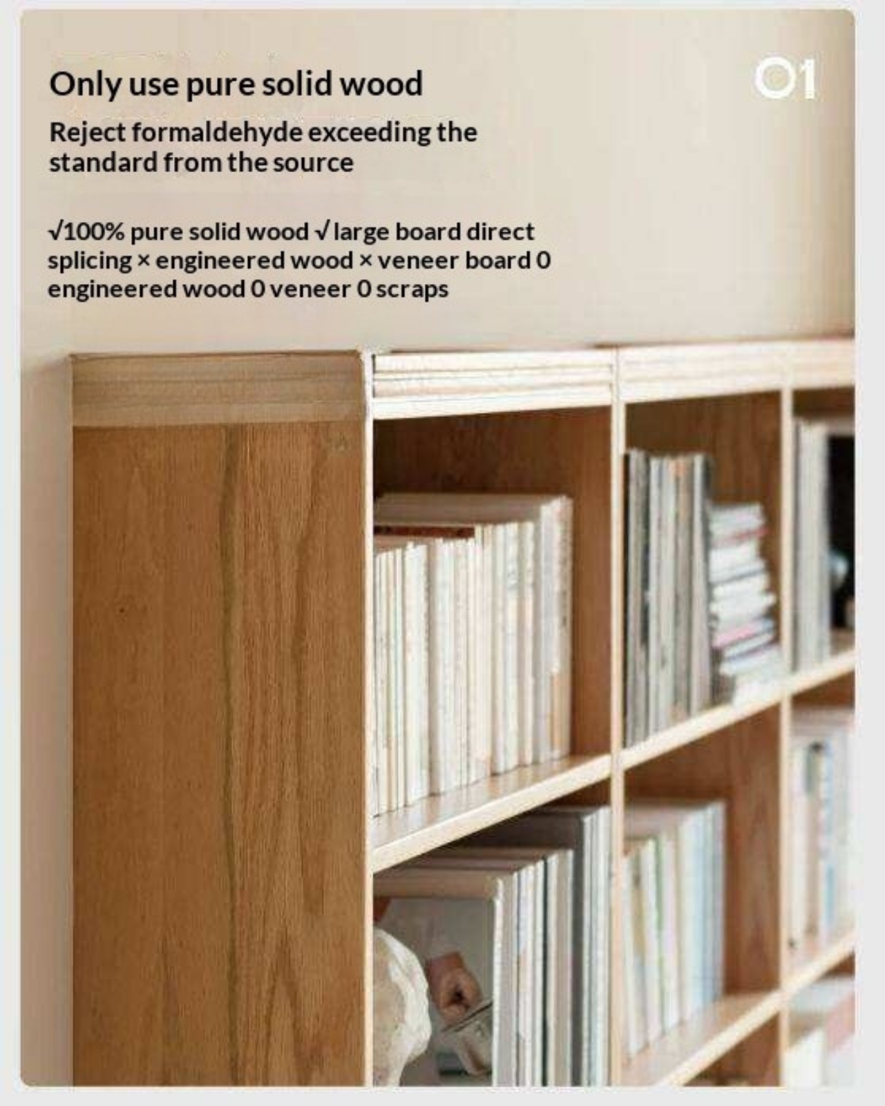 Oak, Ash Solid Wood Wall-To-Wall With Seat Combined Bookshelf