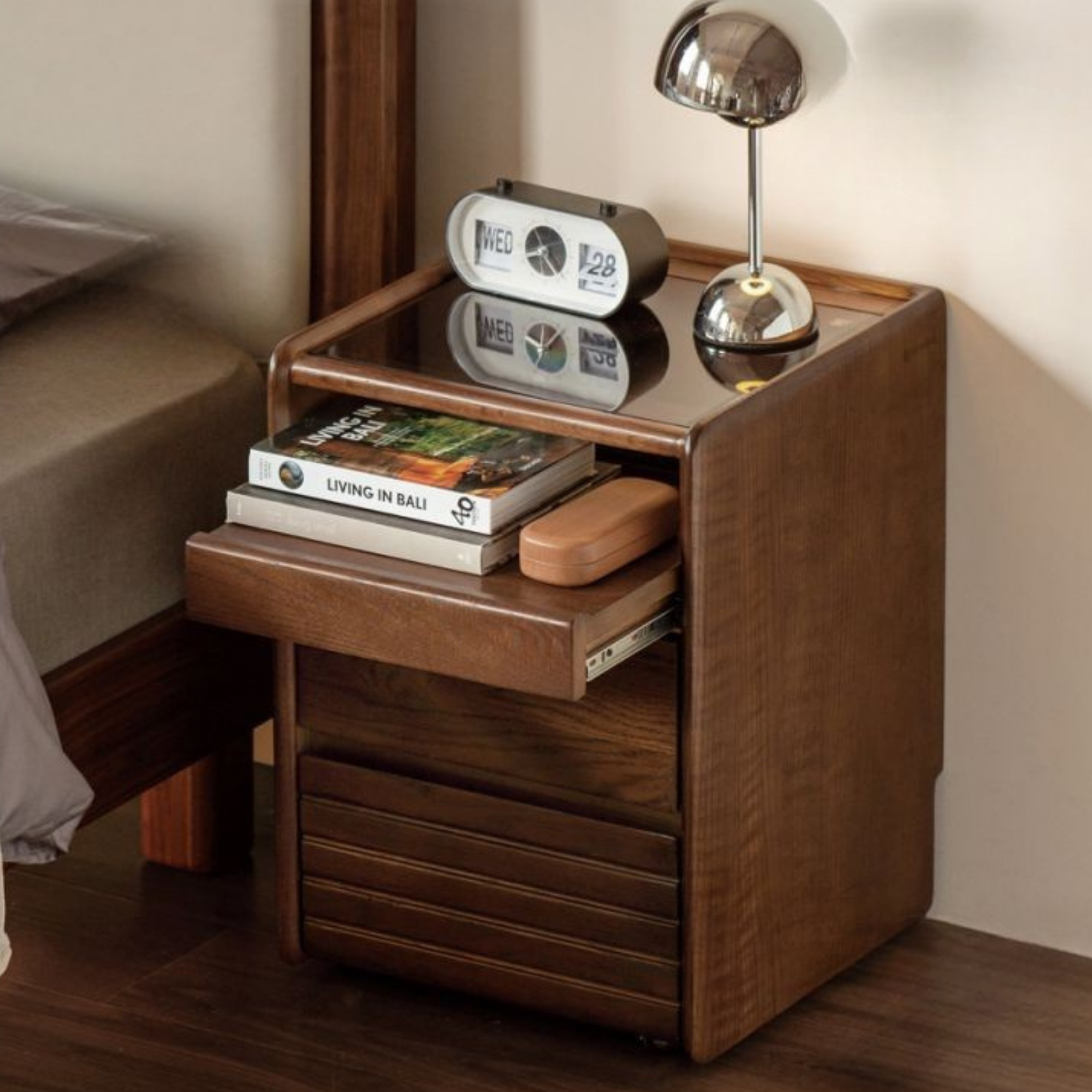 Oak Solid Wood Italian Light Luxury Nightstand