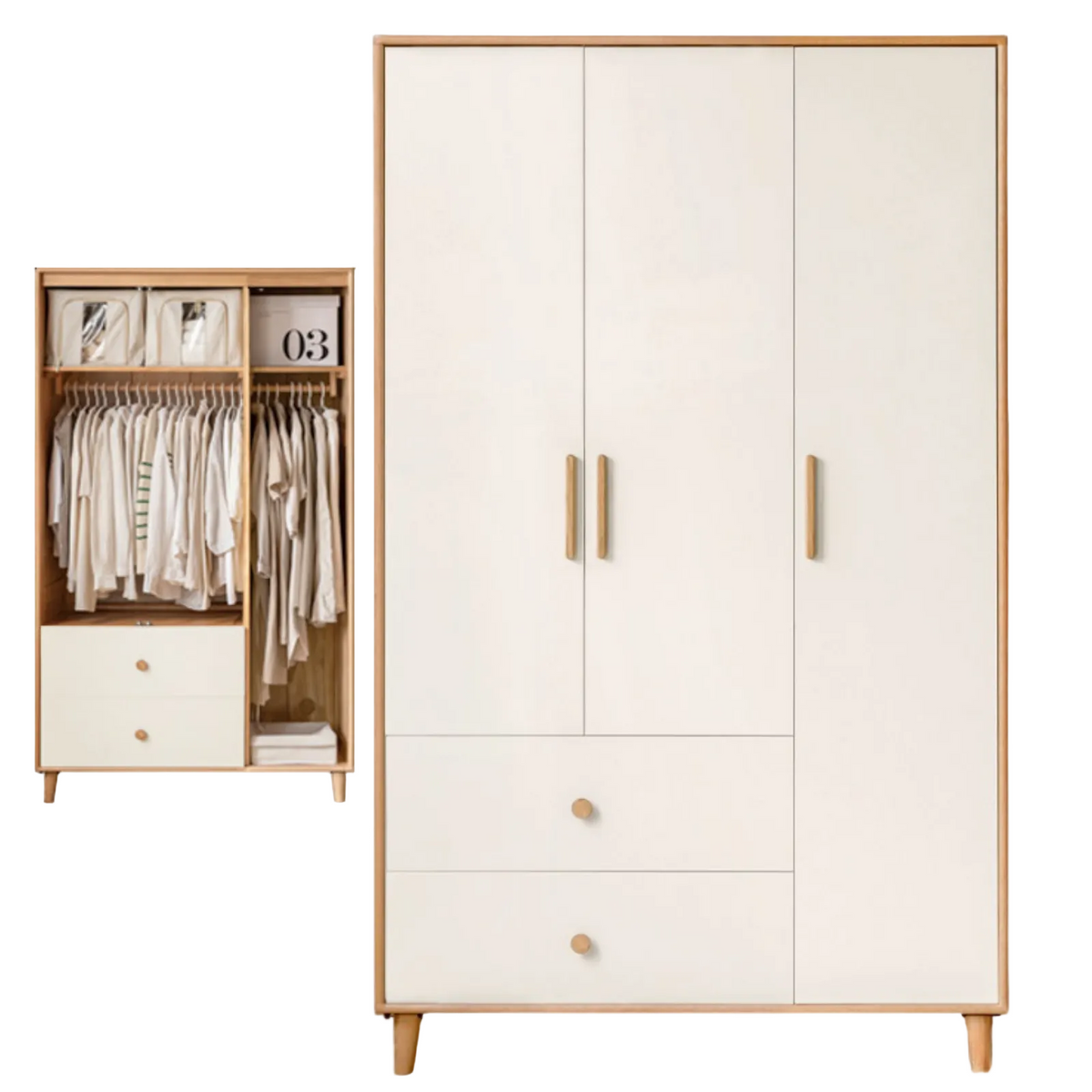 Oak Solid Wood Modern Wardrobe