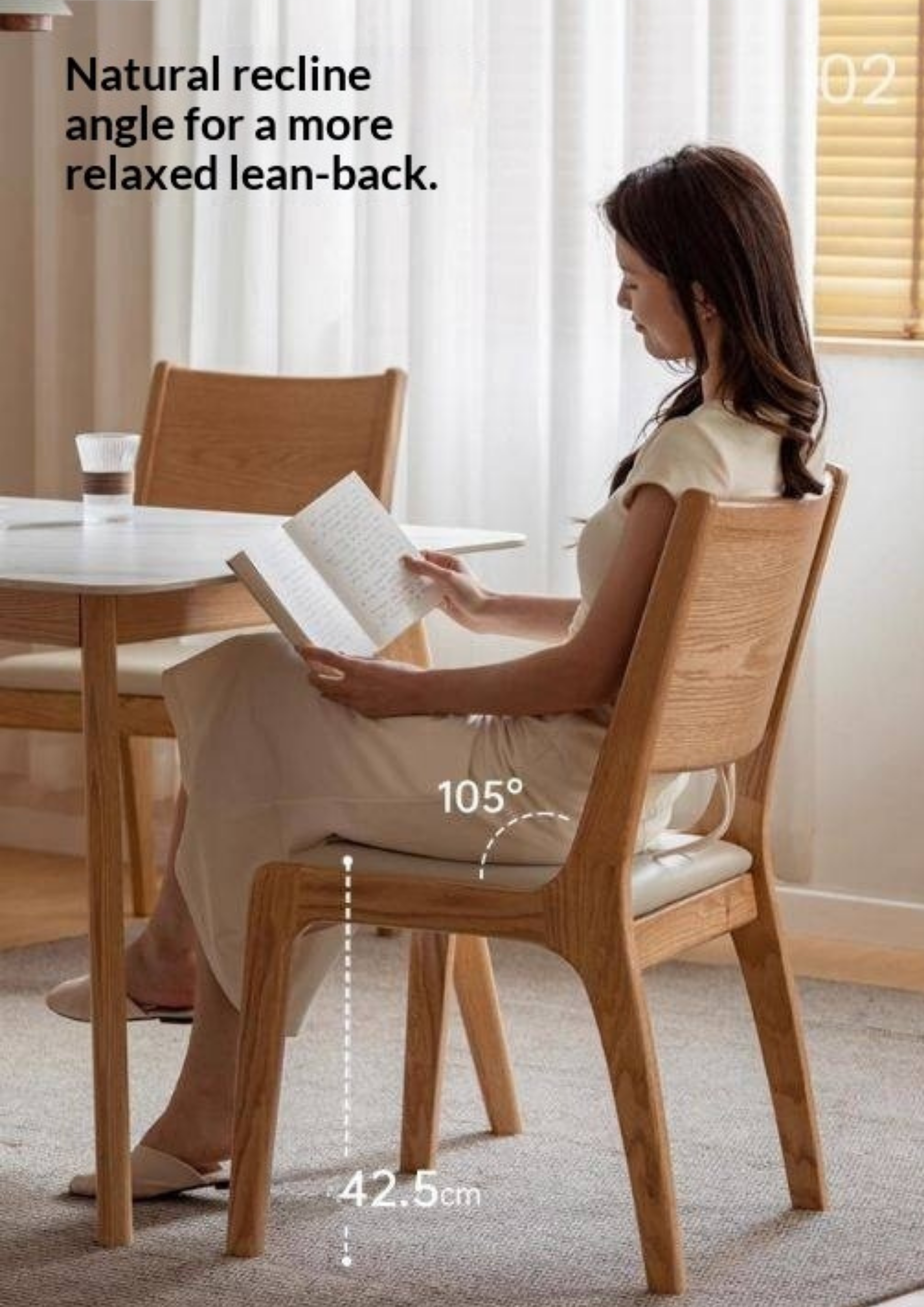 4 pcs -Oak Solid Wood Dining Chair Modern Style