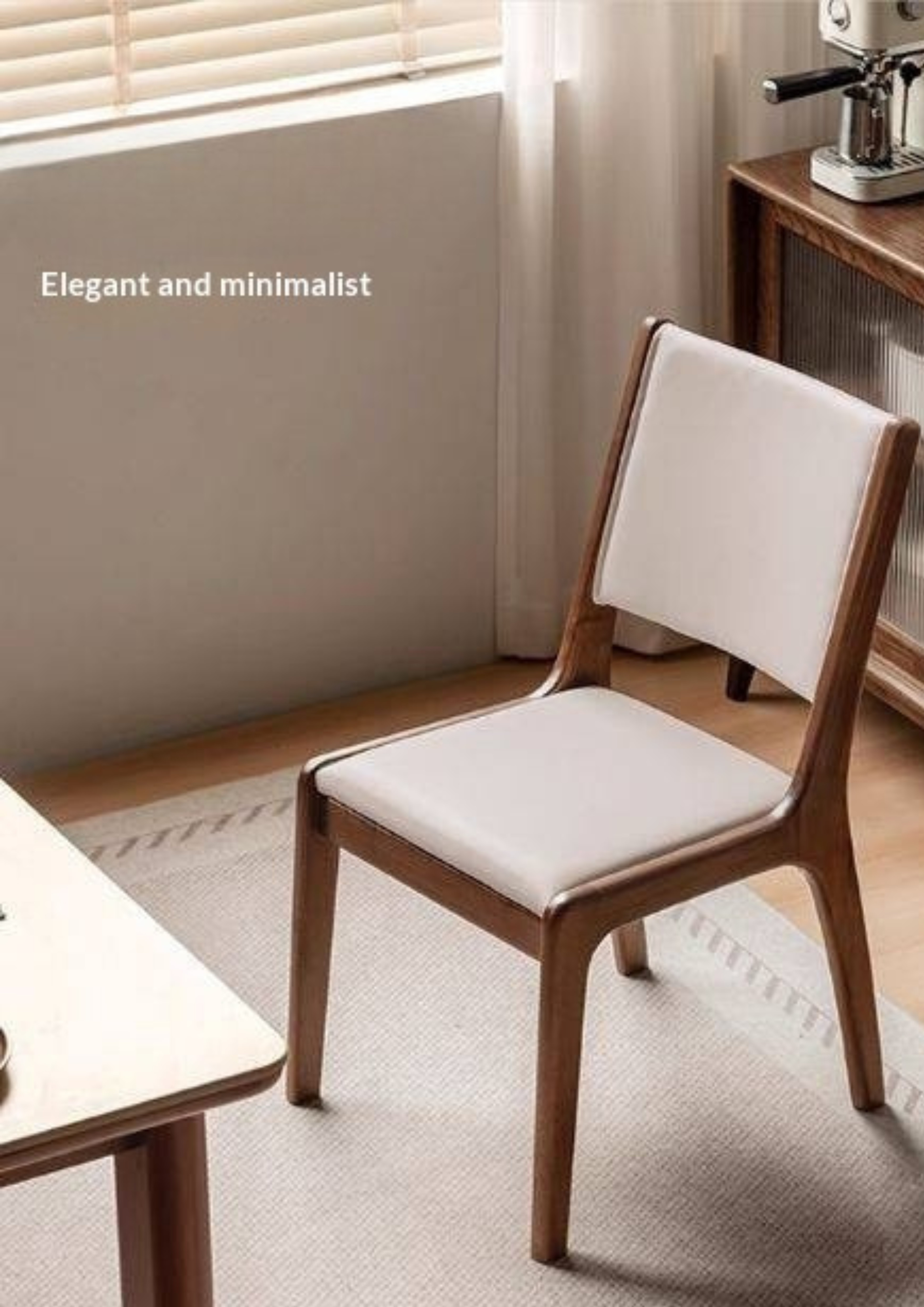 4 pcs - Black Walnut, Oak Solid Wood Dining Chair upholstered