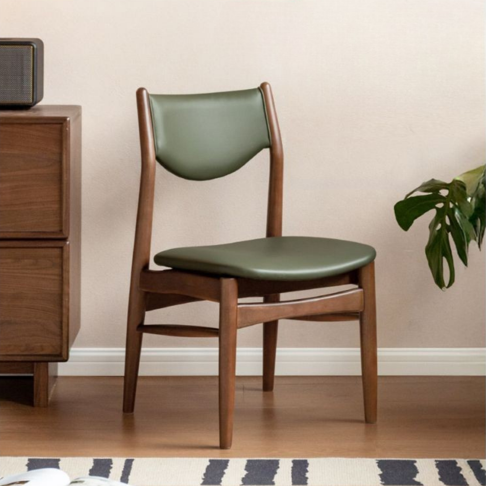 4 pcs -Solid RubberWood Dining Chair Upholstered Dining Chair, Danish Modern