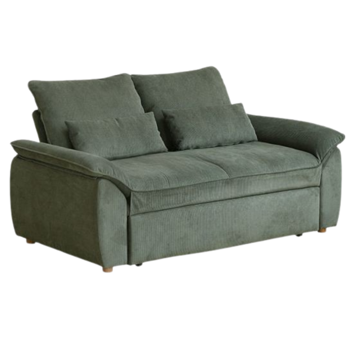 Corduroy Loveseat Sofa with Pull-Out Chaise and Adjustable Backrest