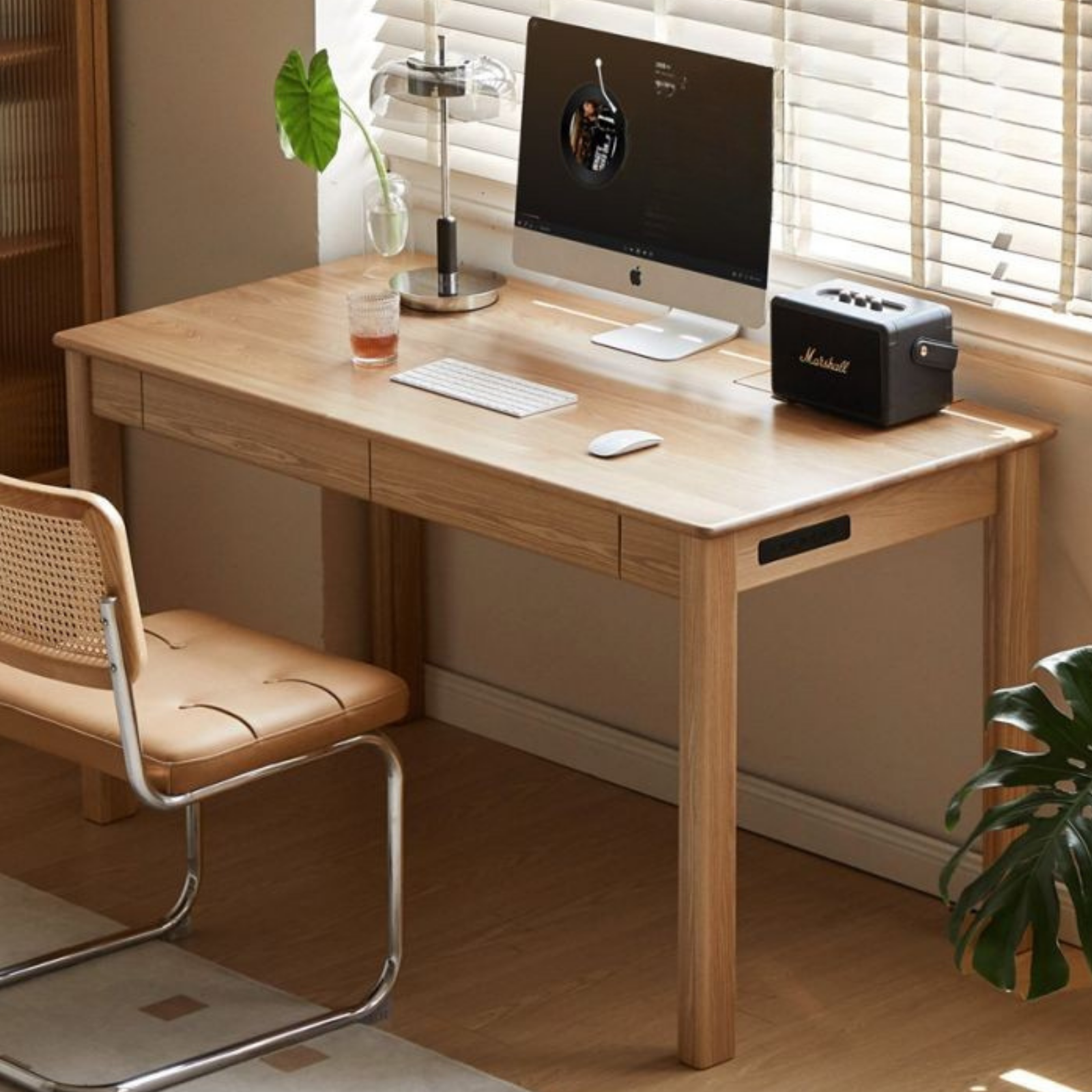 Ash Solid Wood Modern Multifunctional Office Desk