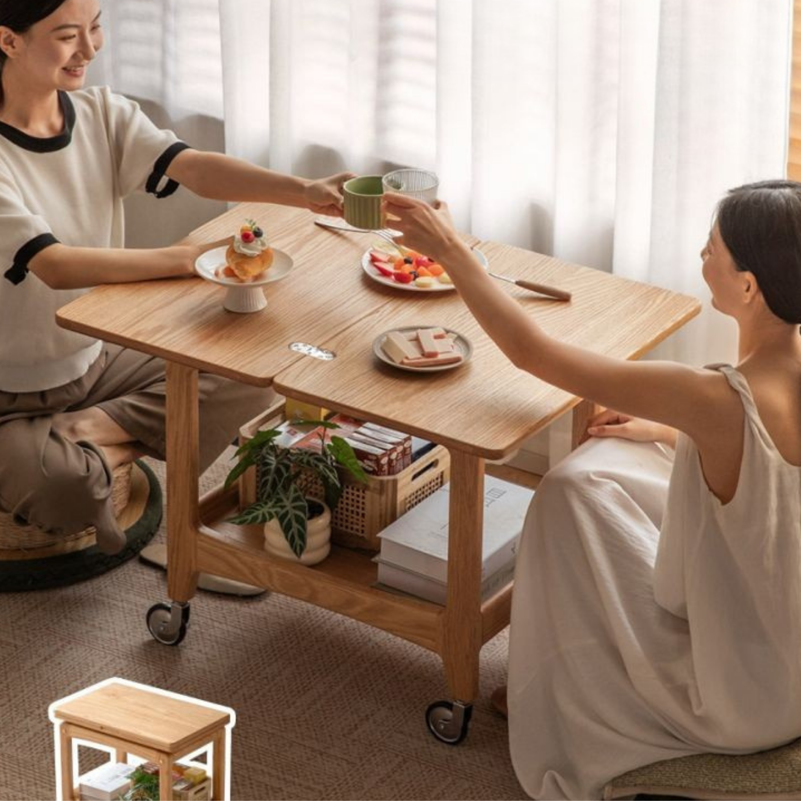 Oak Solid Wood Folding Side Table