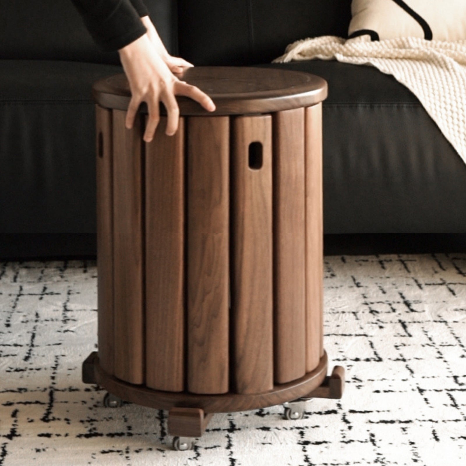 Black Walnut, Ash Oak, Solid Rubberwood Solid Wood Stacking Stool