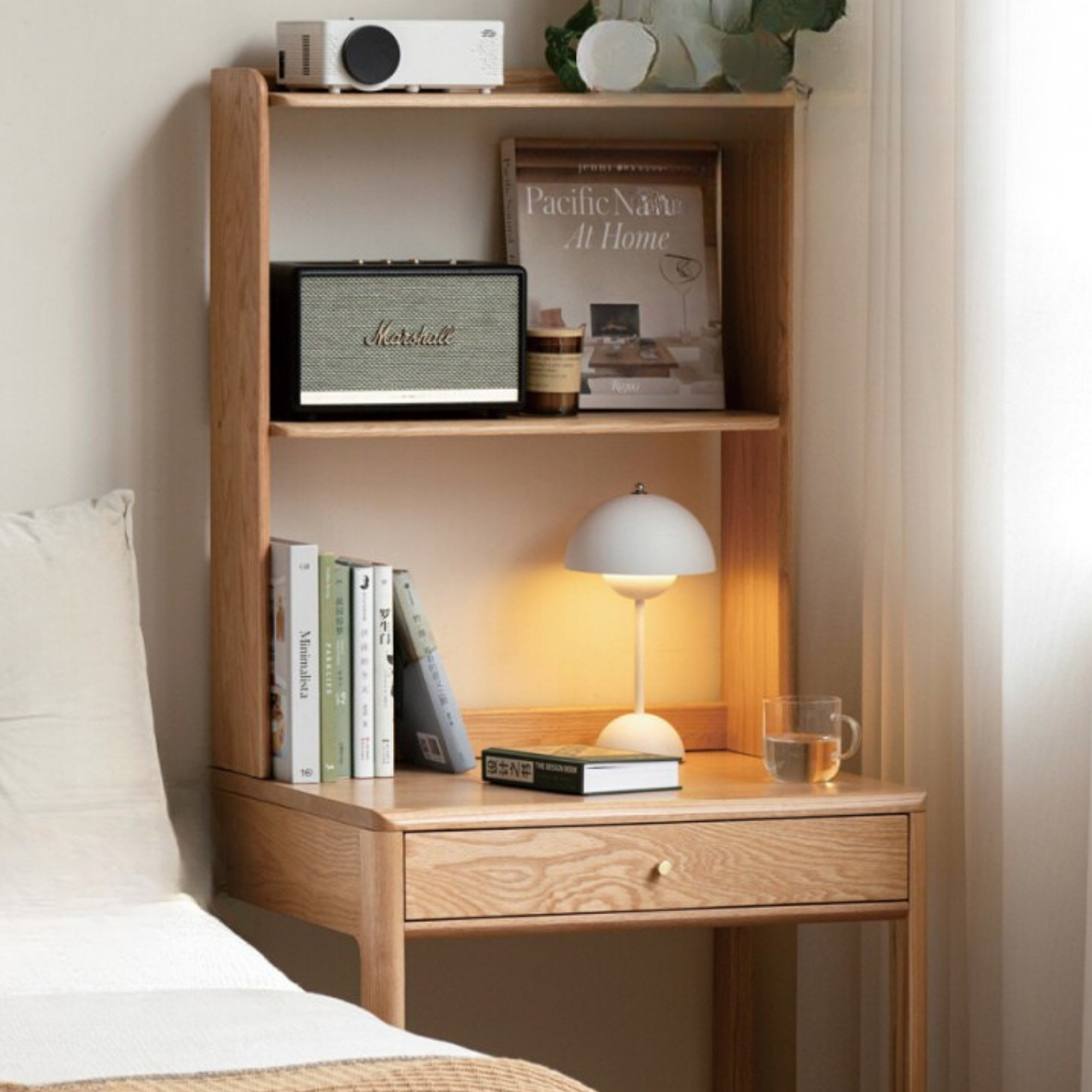 Oak Solid Wood Desk Bookshelf