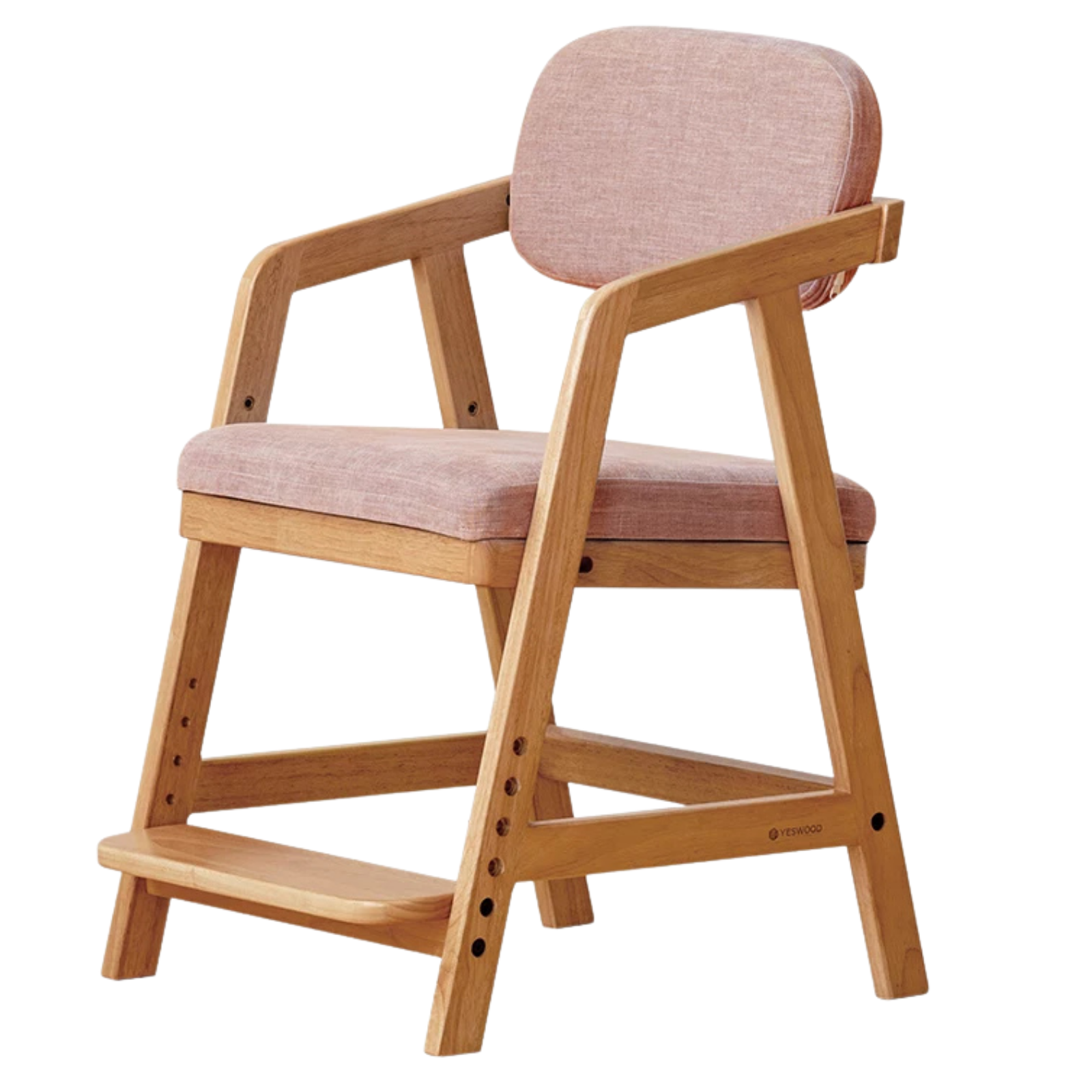 Solid RubberWood Kids Adjustable Height Desk Chair with Footrest