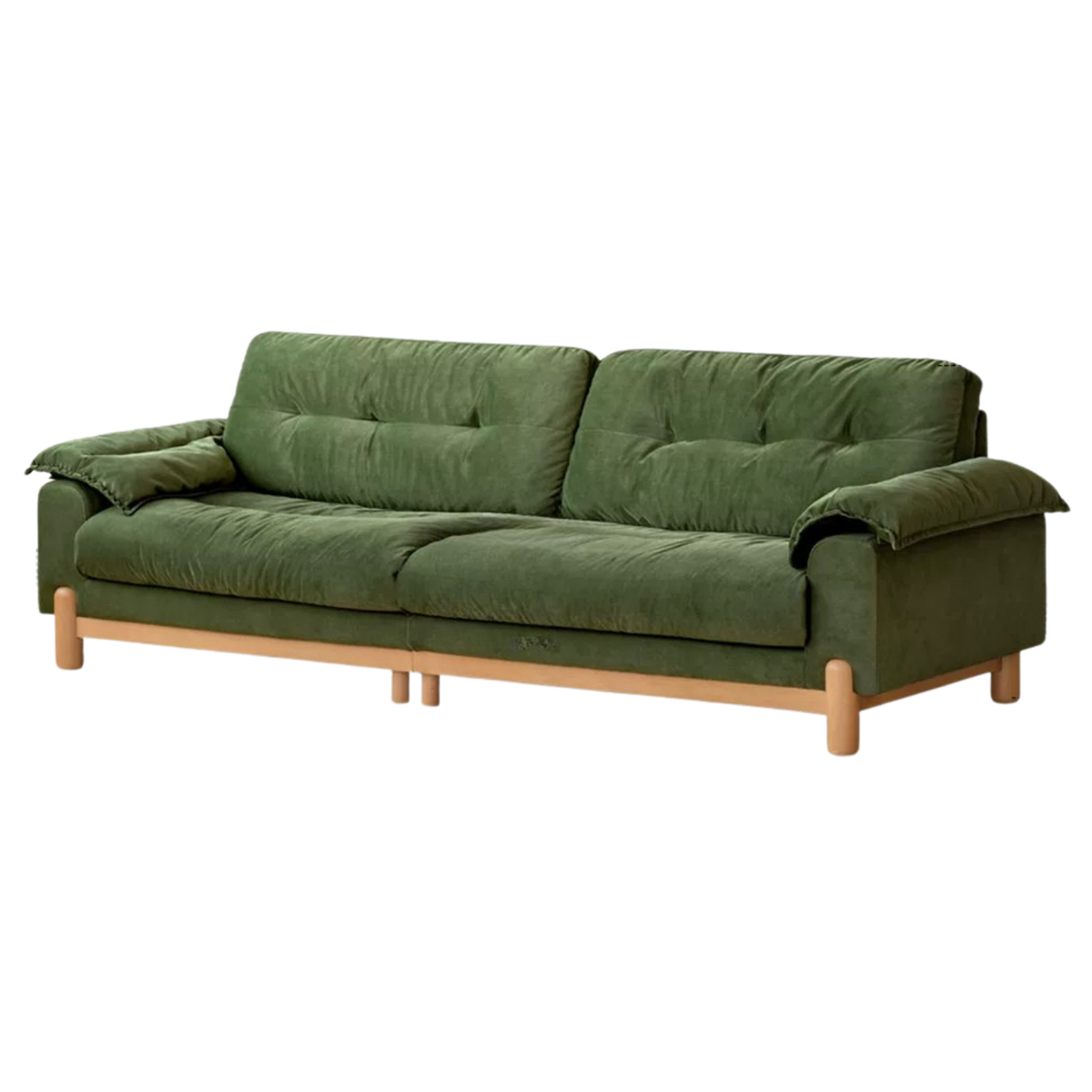 Beech Solid Wood Retro Sofa with Scratch Resistant Fabric High Back