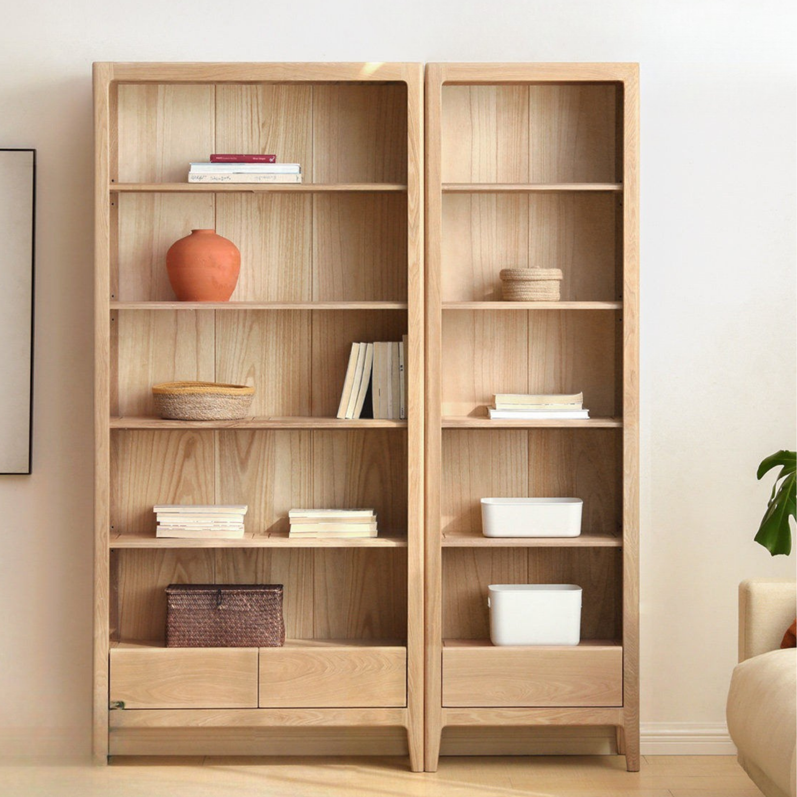 Ash Solid Wood Combination Bookcase Bookshelf