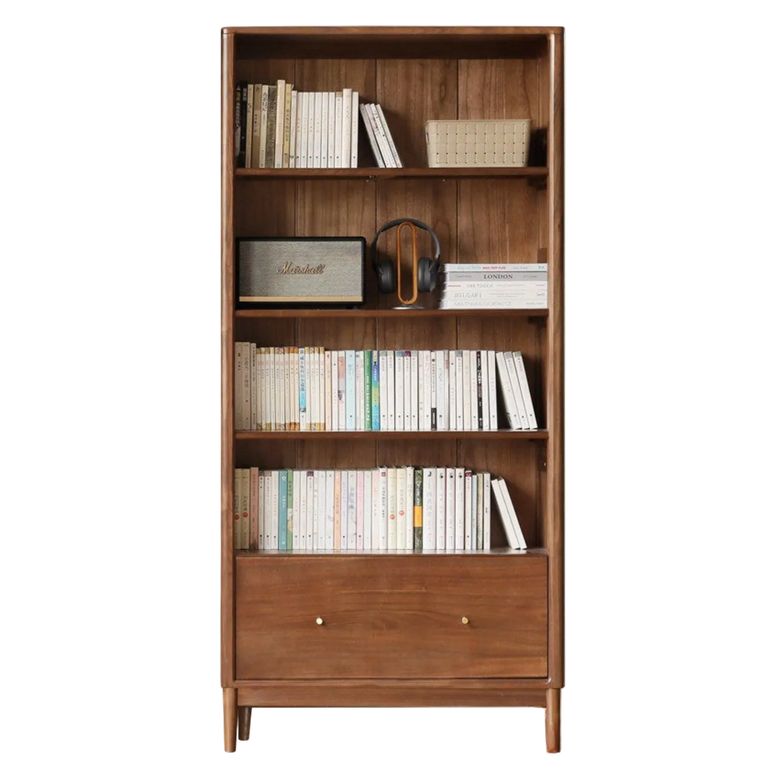Black Walnut, Ash Solid Wood Bookcase Whole Wall Free Combination Bookshelf