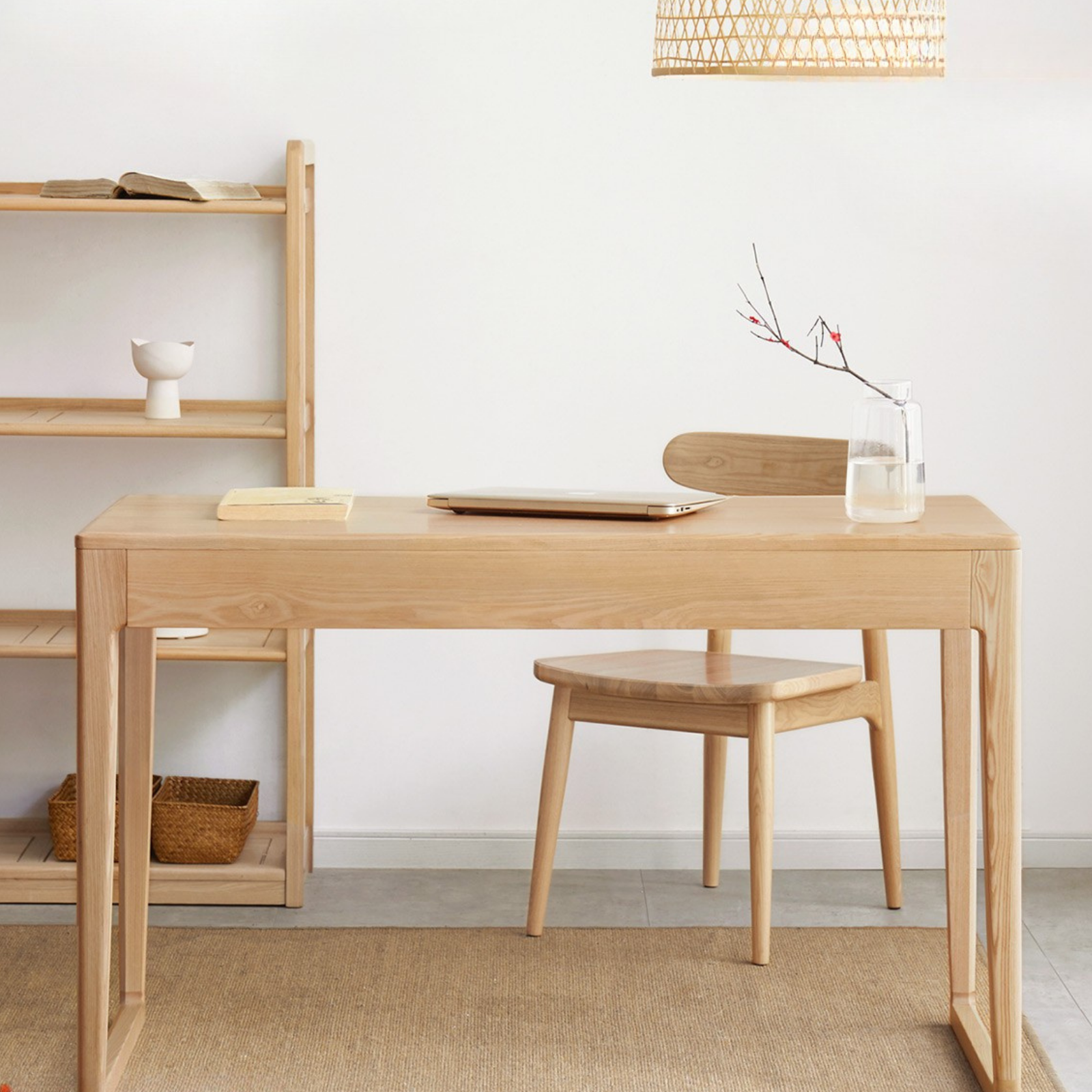 Ash Solid Wood Modern Computer Desk