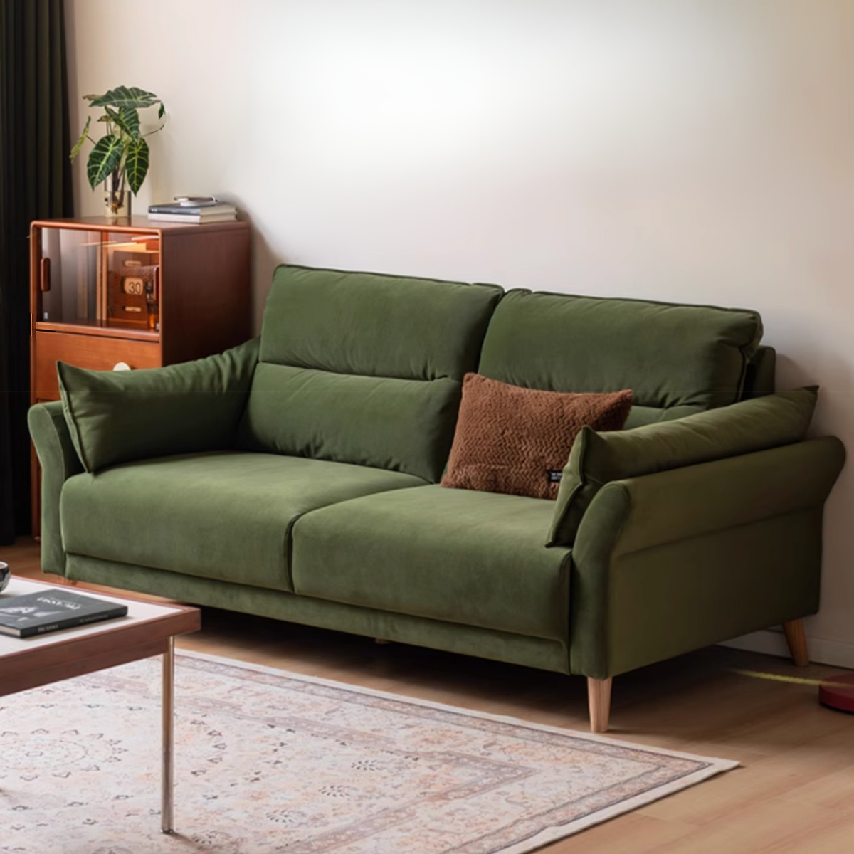 Modern High Back Fabric Sofa with Scratch Resistant Upholstery