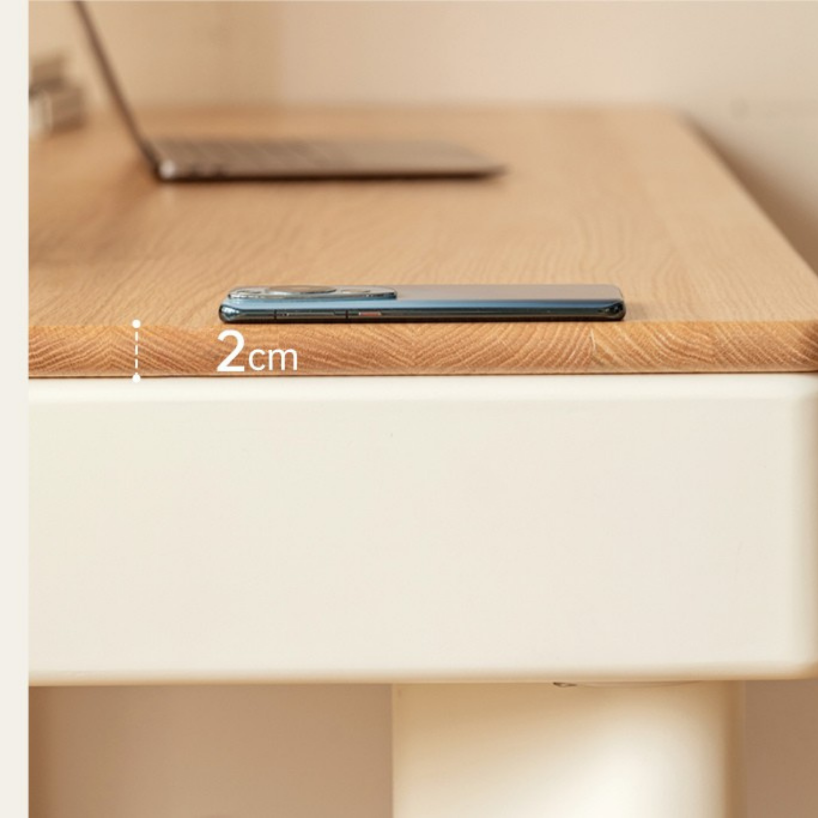 Oak, Poplar Solid Wood Modern Cream Style Computer With Drawer.