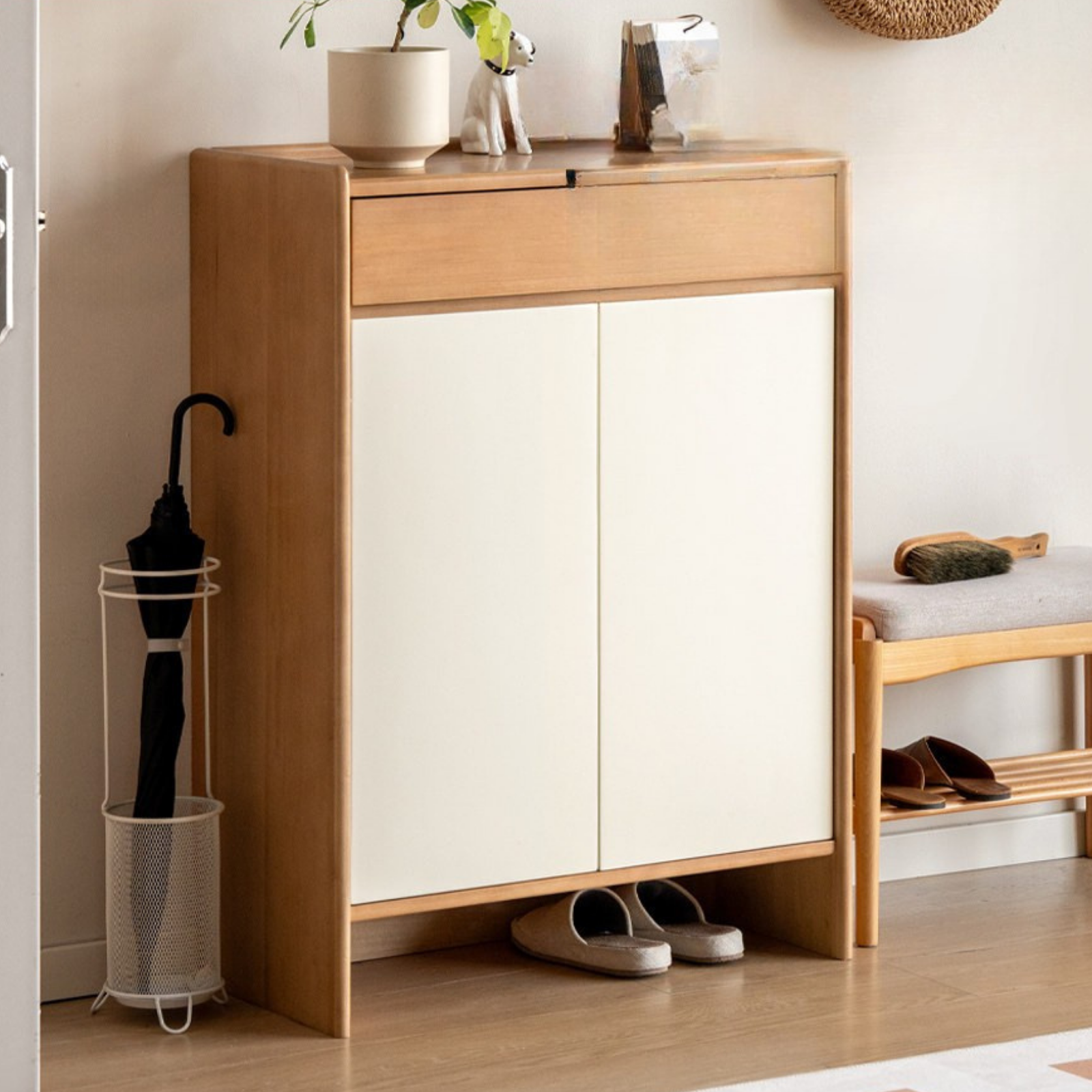 Poplar Solid Wood Shoe Cabinet