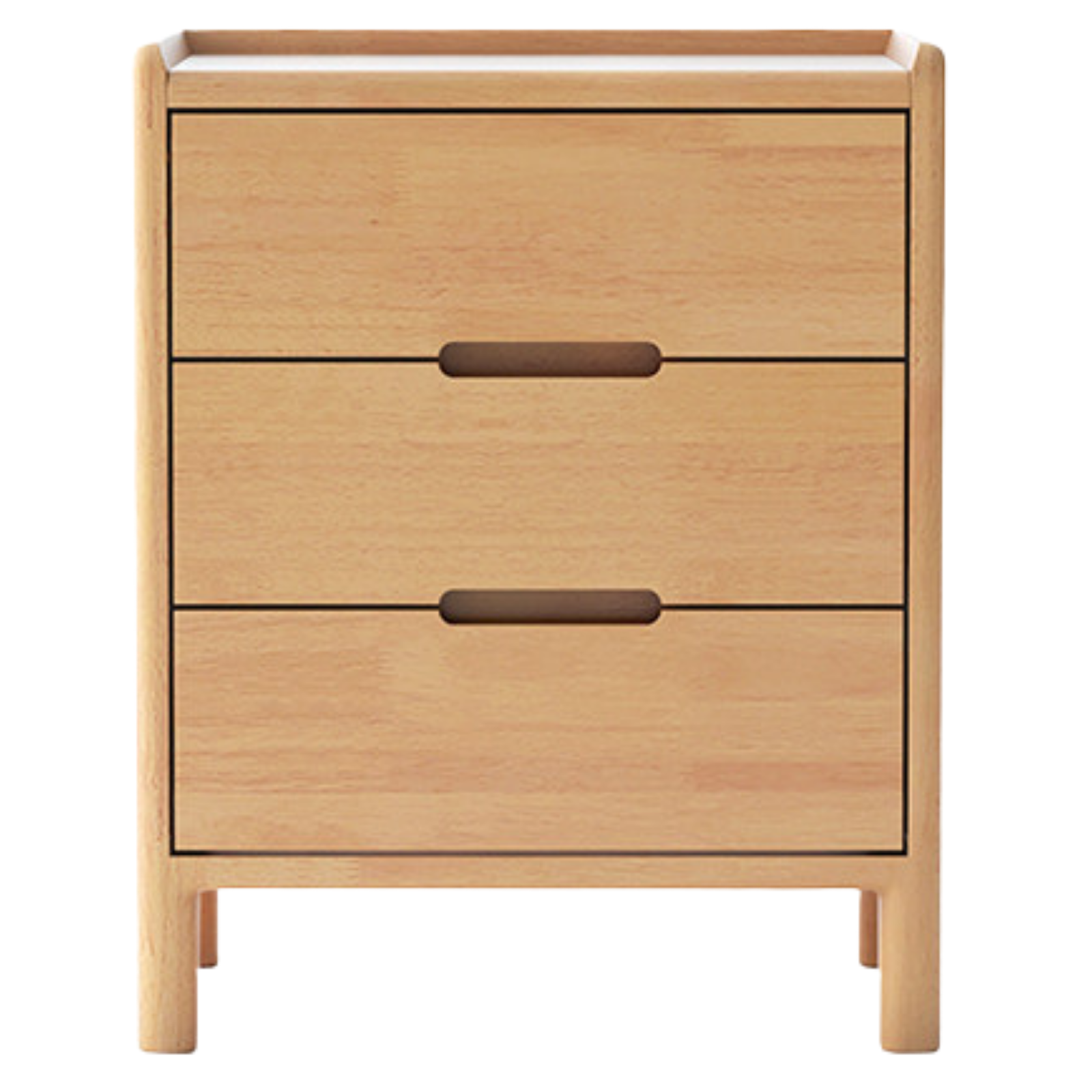 Oak Solid Wood, Solid Rubberwood Nordic Modern Nightstand.