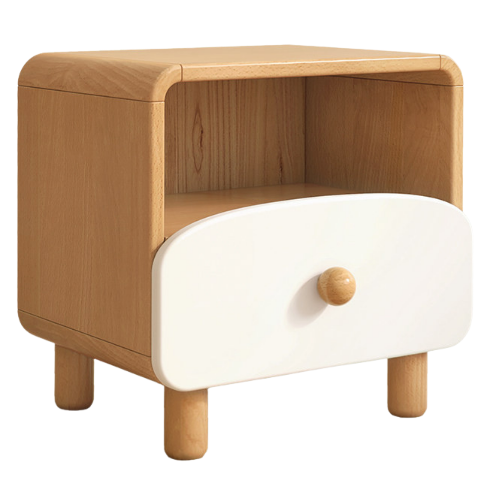Beech Solid Wood, Solid RubberWood Kids Creative Nightstand