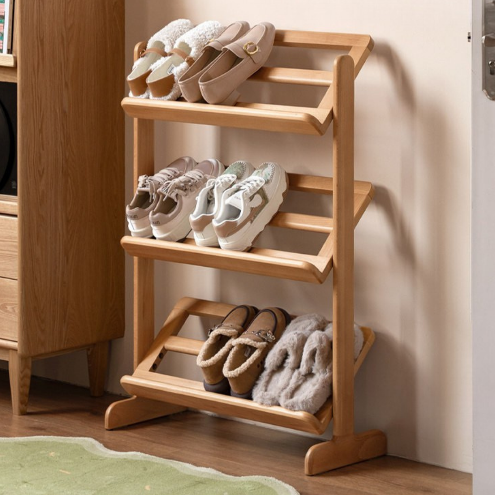 solid wood shoe rack home door multi-layer ultra-thin shoe cabinet