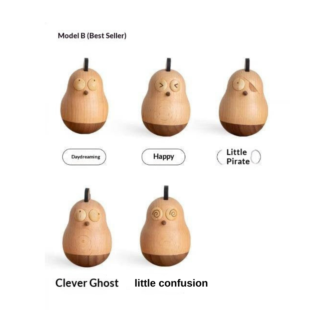 Beech, Black Walnut Solid Wood Tumbler Desk Ornament with Simple Creative Design