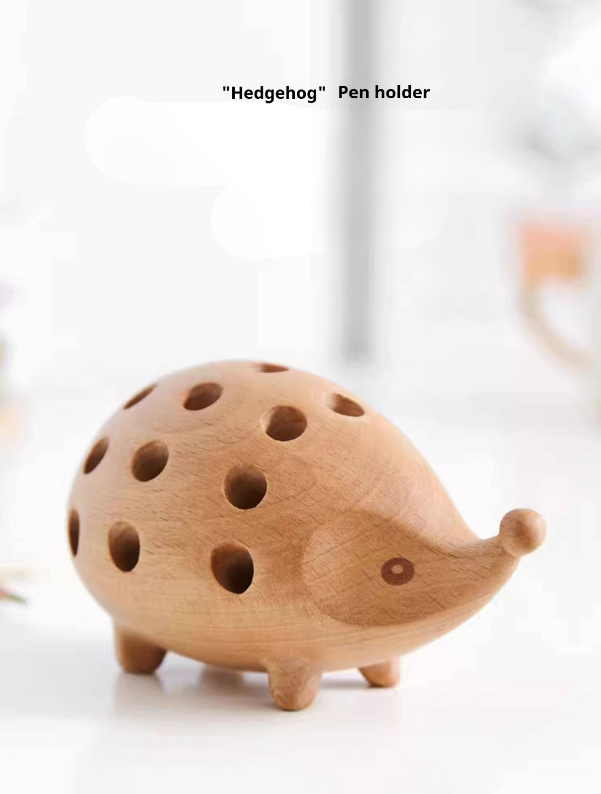 Beech Solid Wood Hedgehog Nordic Animal Pen Holder