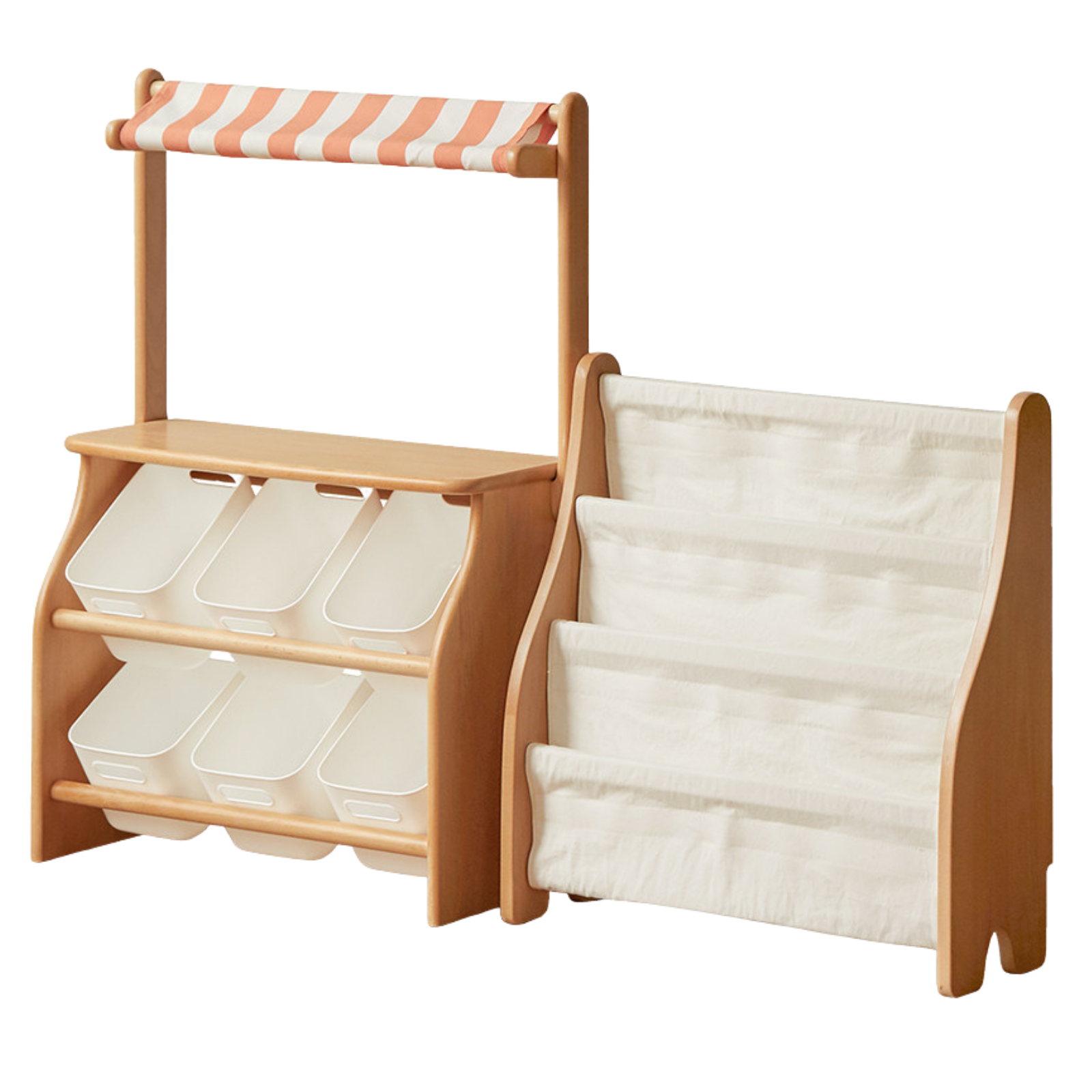 Beech, Poplar Solid Wood Kids Toy Storage Organizer Montessori Toy Shelf