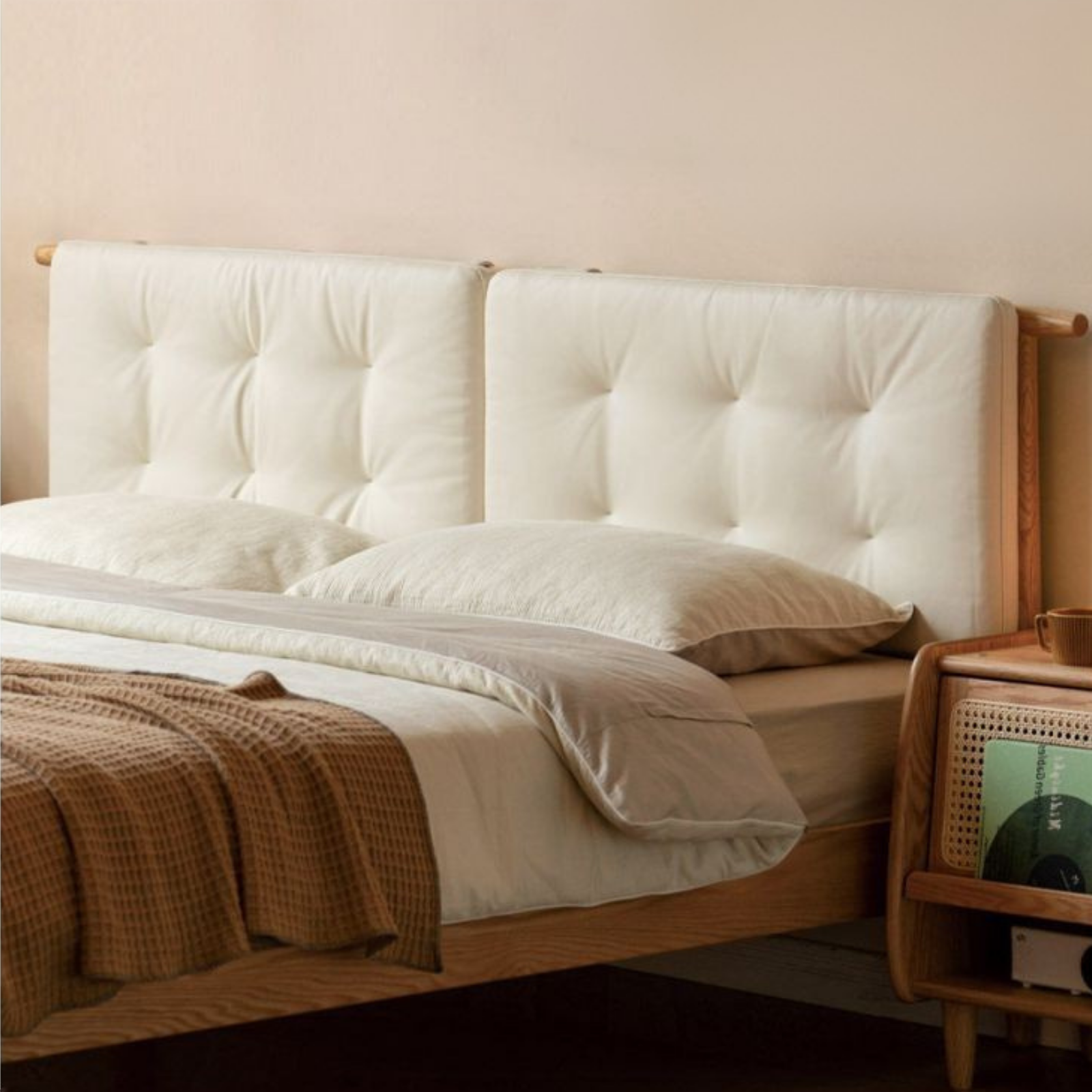 Headboard Backrest Cushion with Creamy White Leather