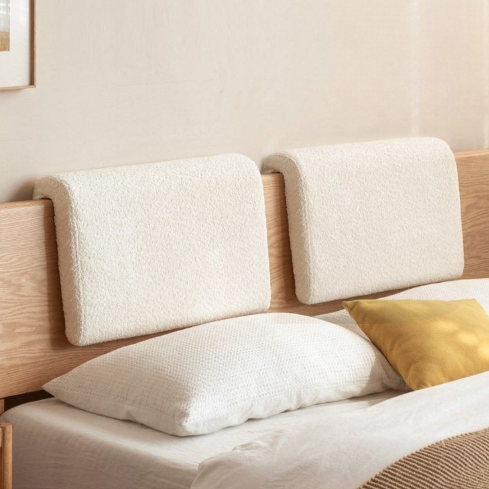 Lambswool Hanging Headboard Pillow in Creamy Style
