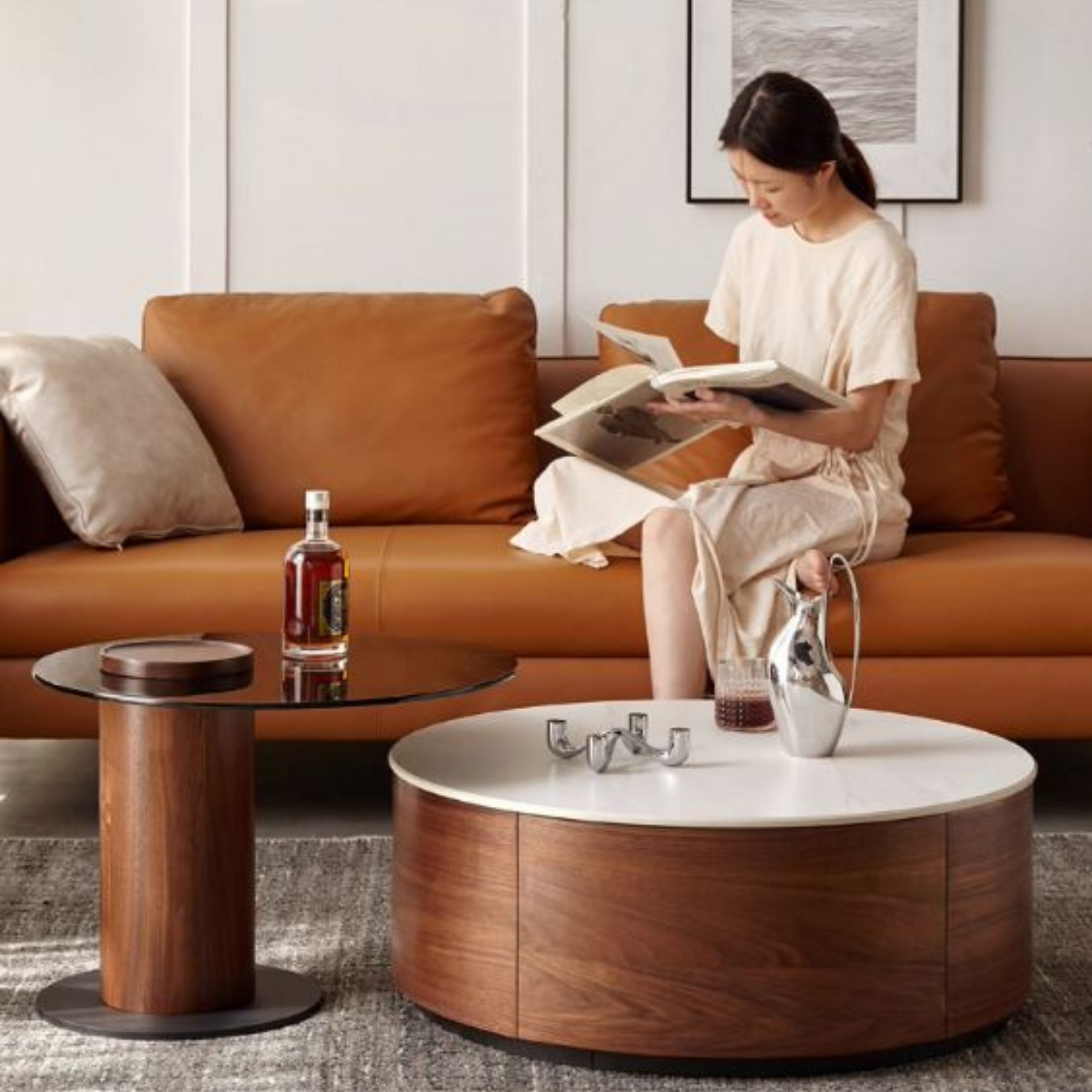 Black Walnut Slate Top Coffee Table