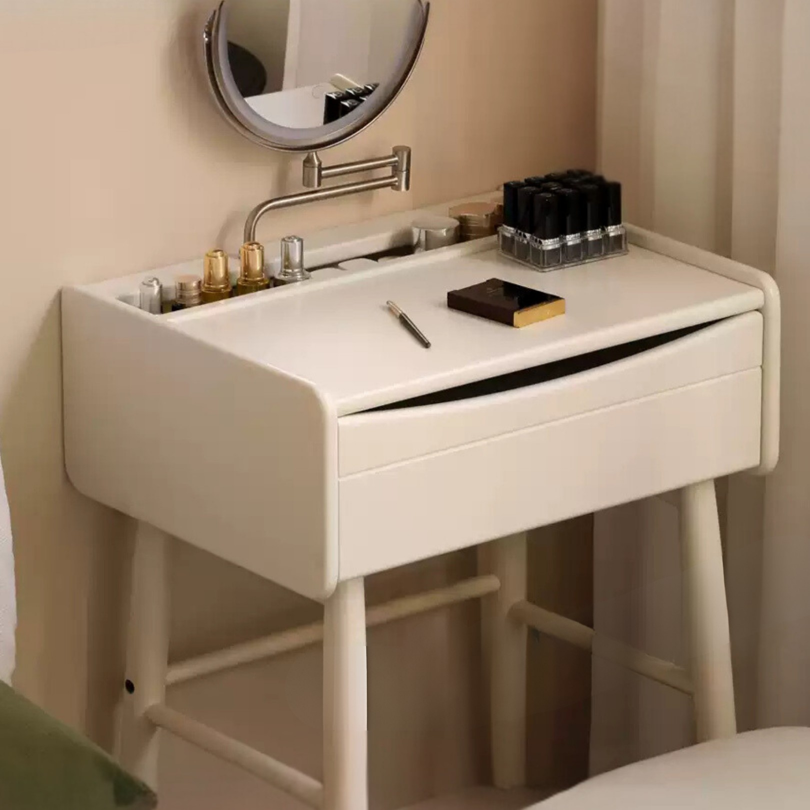 Solid Rubberwood Small White Vanity Table.