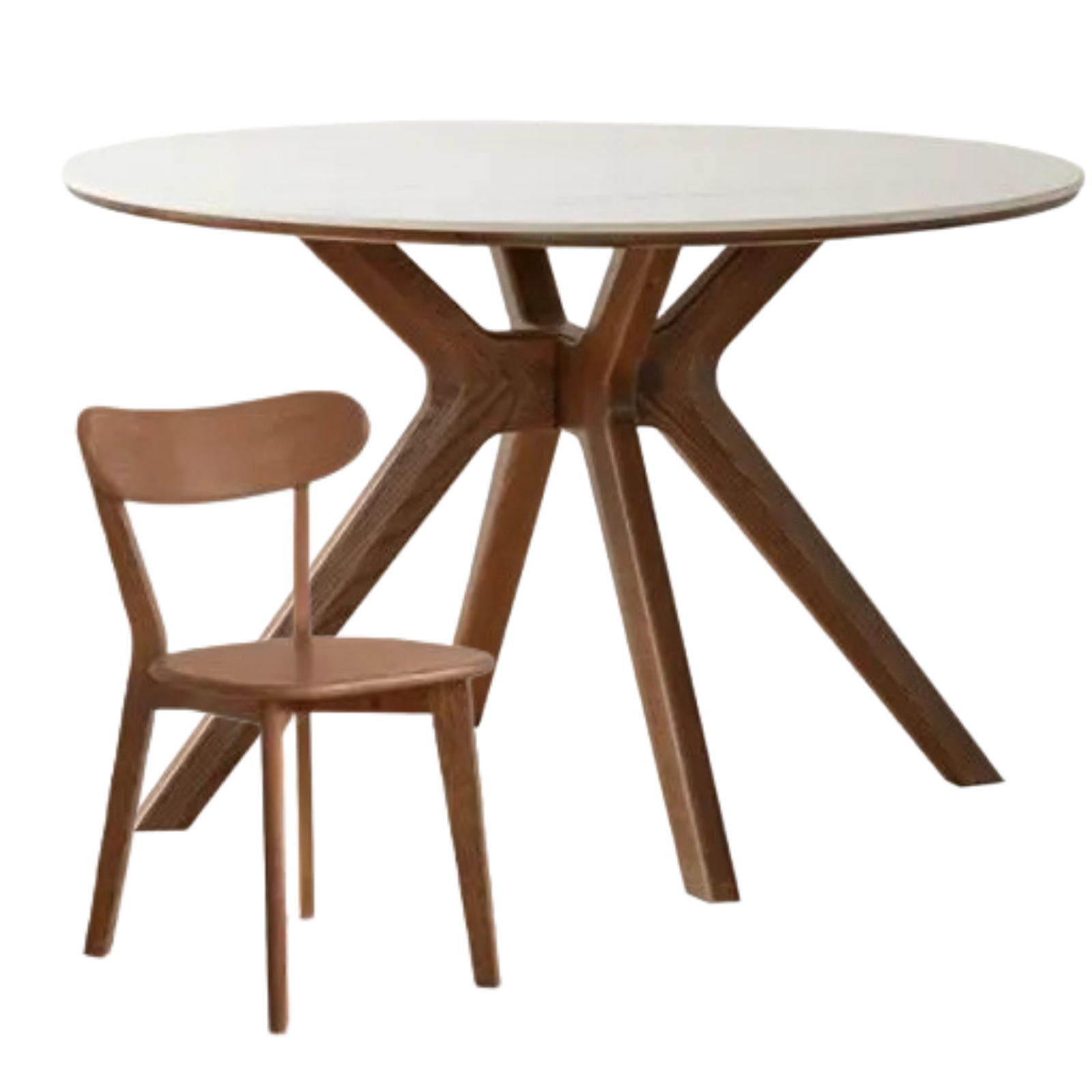 Oak Solid Wood Round Dining Table with Modern Minimalist Design