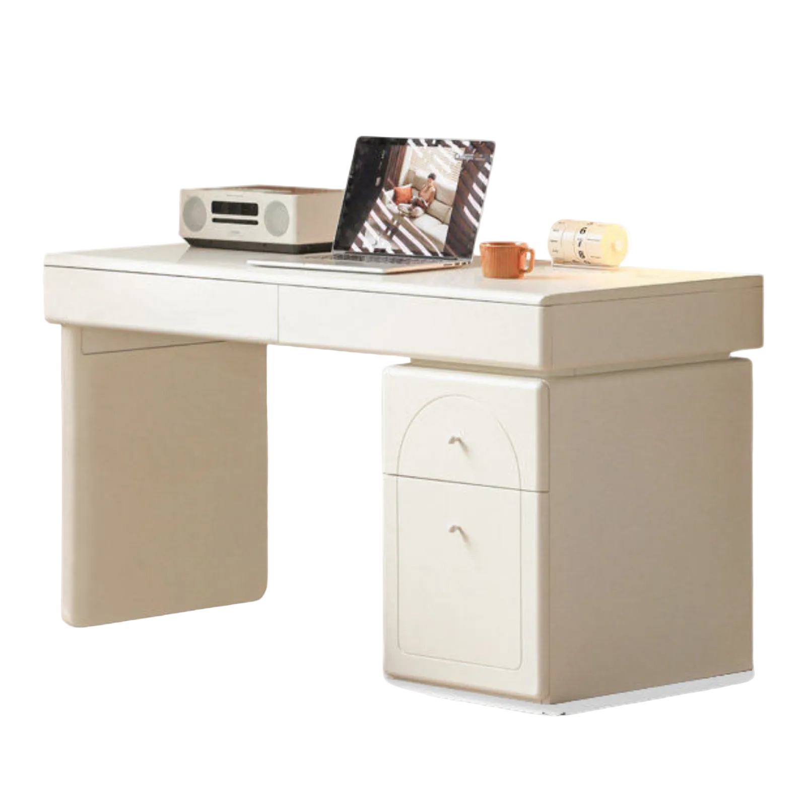 Solid RubberWood Wood Desk Bookshelf Integrated Study Table
