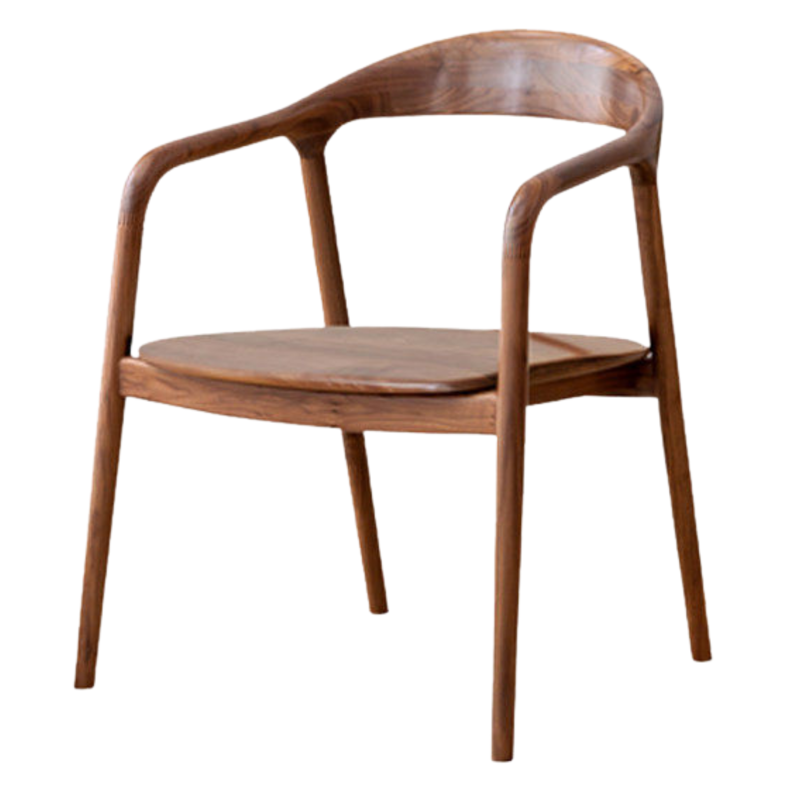 Ash, White Ash, Black Walnut Solid Wood Armchair, Scandinavian Modern Curved Back Accent Chair